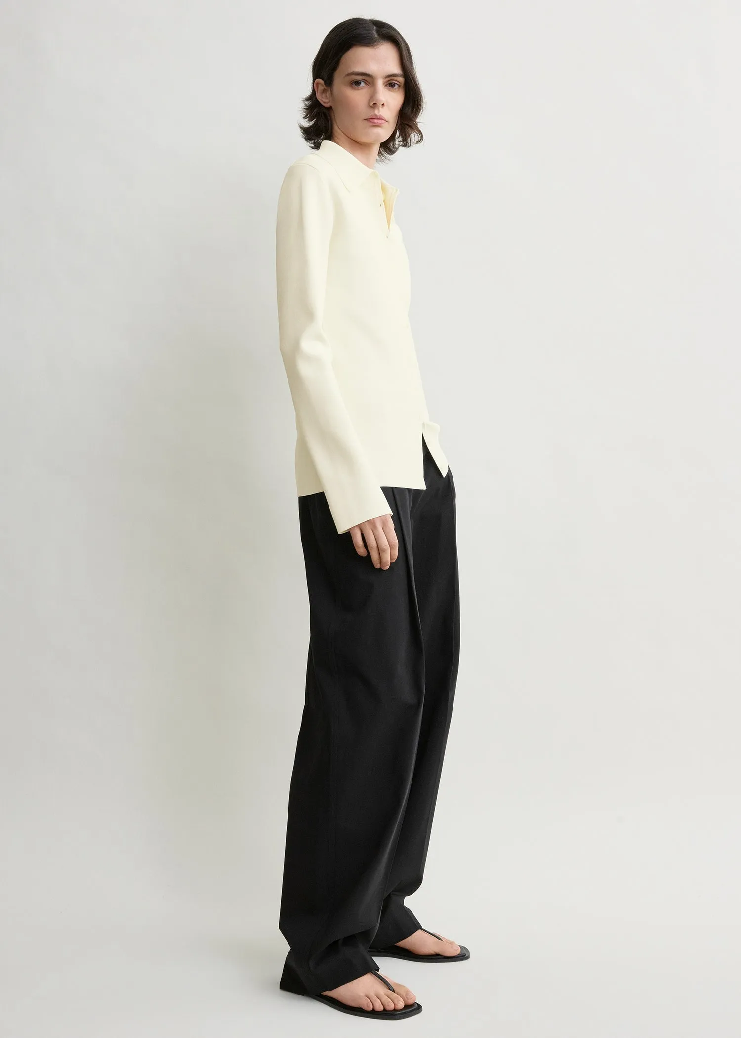 Compact knit buttoned top white sold by Toteme product image thumbnail 2