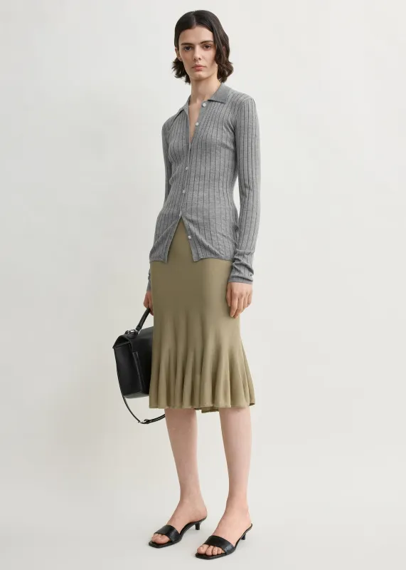 Slim ribbed shirt grey melange made by Toteme
