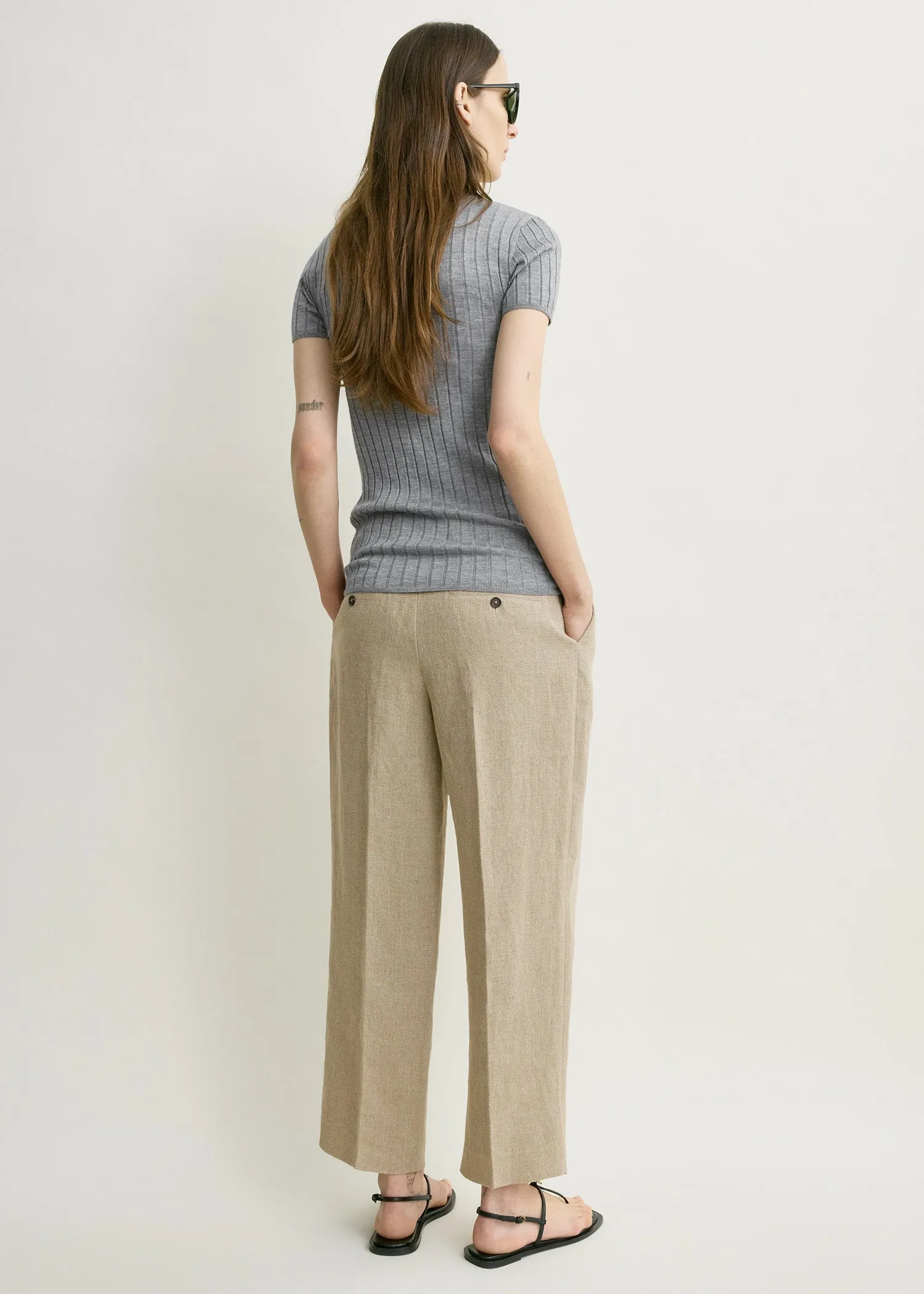 Ribbed cashmere silk polo grey melange sold by Toteme product image thumbnail 3