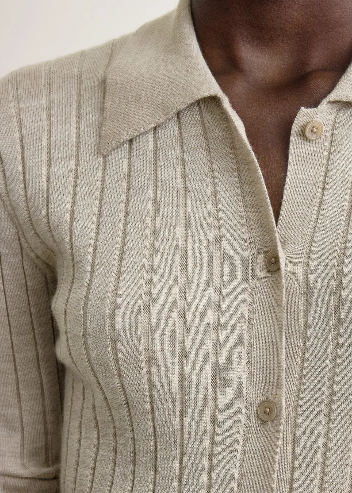 Slim ribbed shirt oat melange sold by Toteme product image thumbnail 5