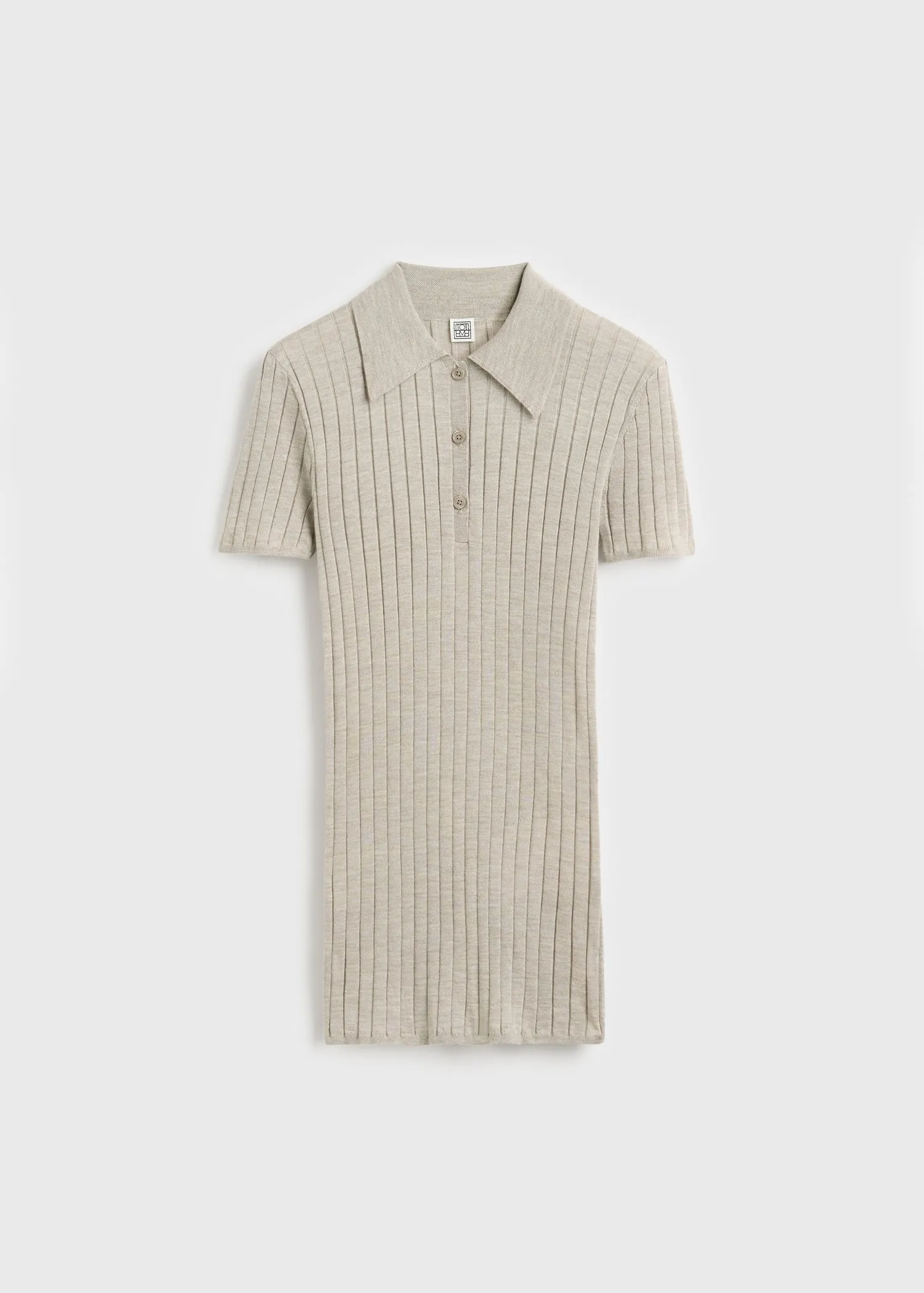 Ribbed cashmere silk polo oat melange sold by Toteme product image thumbnail 5