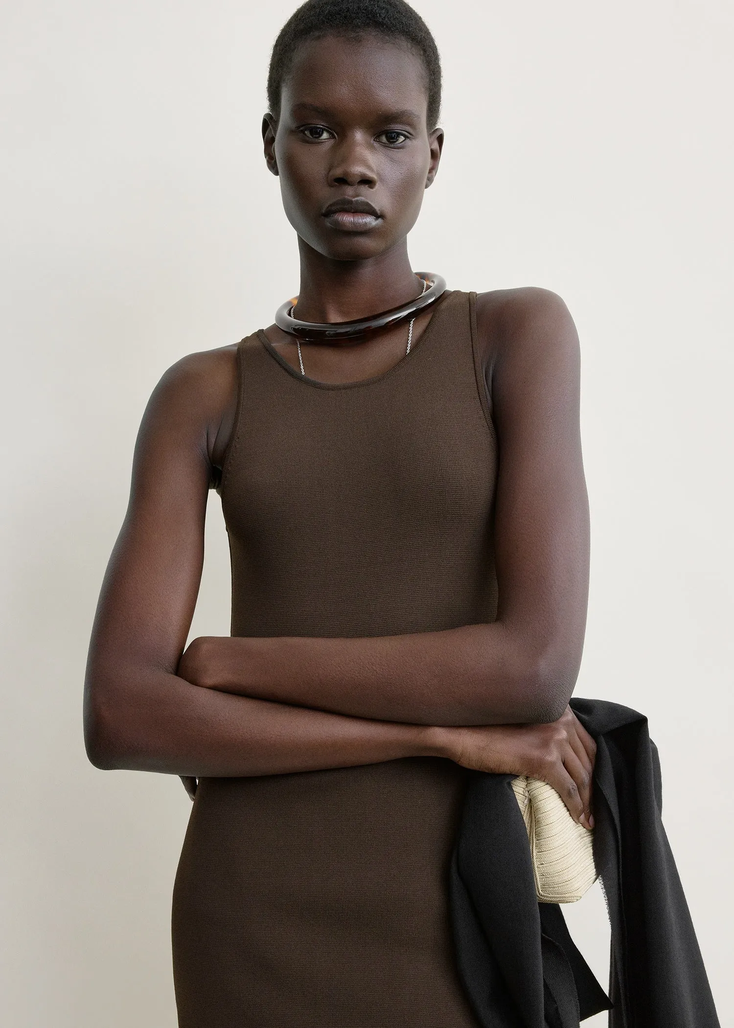 Classic compact knit tank walnut sold by Toteme product image thumbnail 3