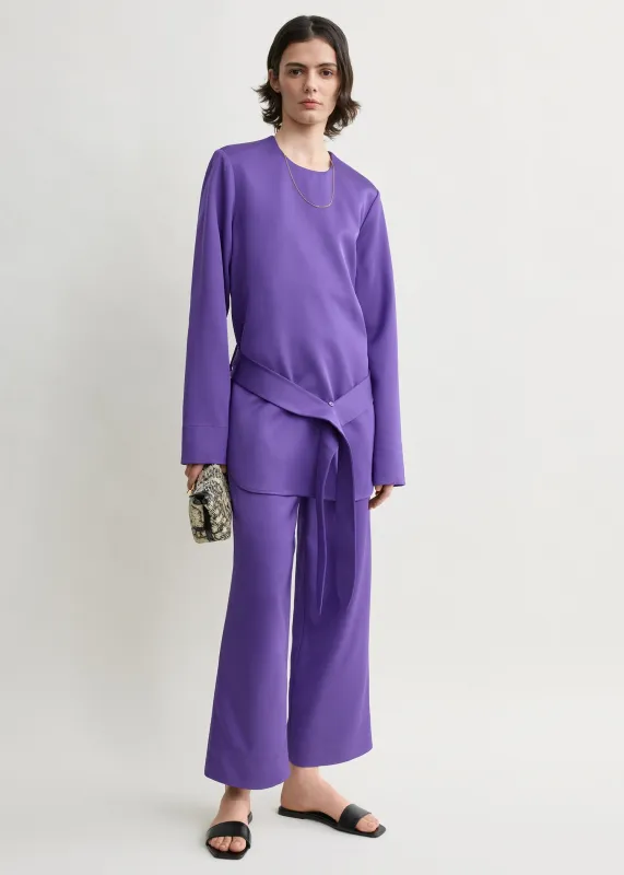 Belted satin tunic violet made by Toteme