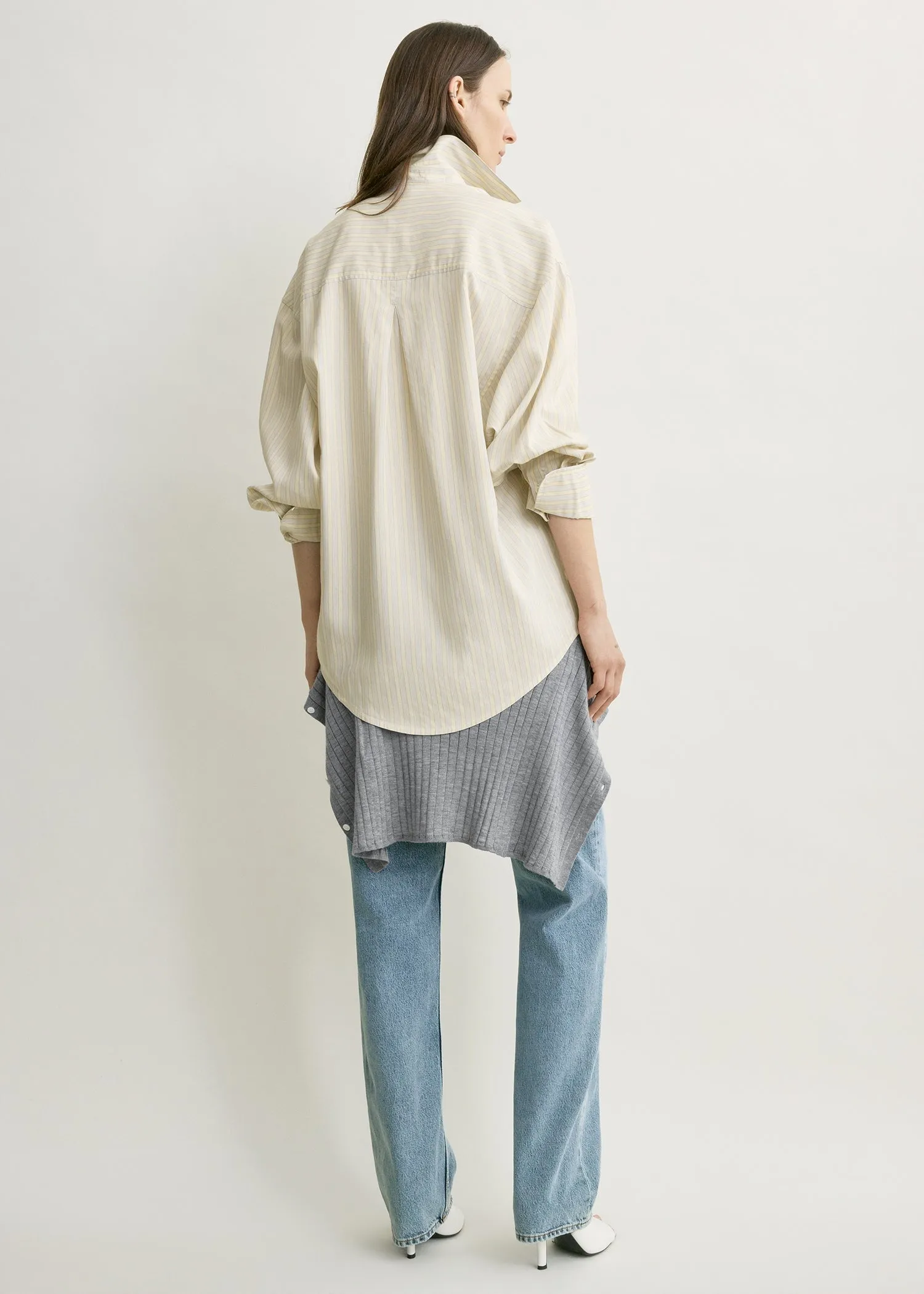 Oversized striped shirt yellow/sky sold by Toteme product image thumbnail 3