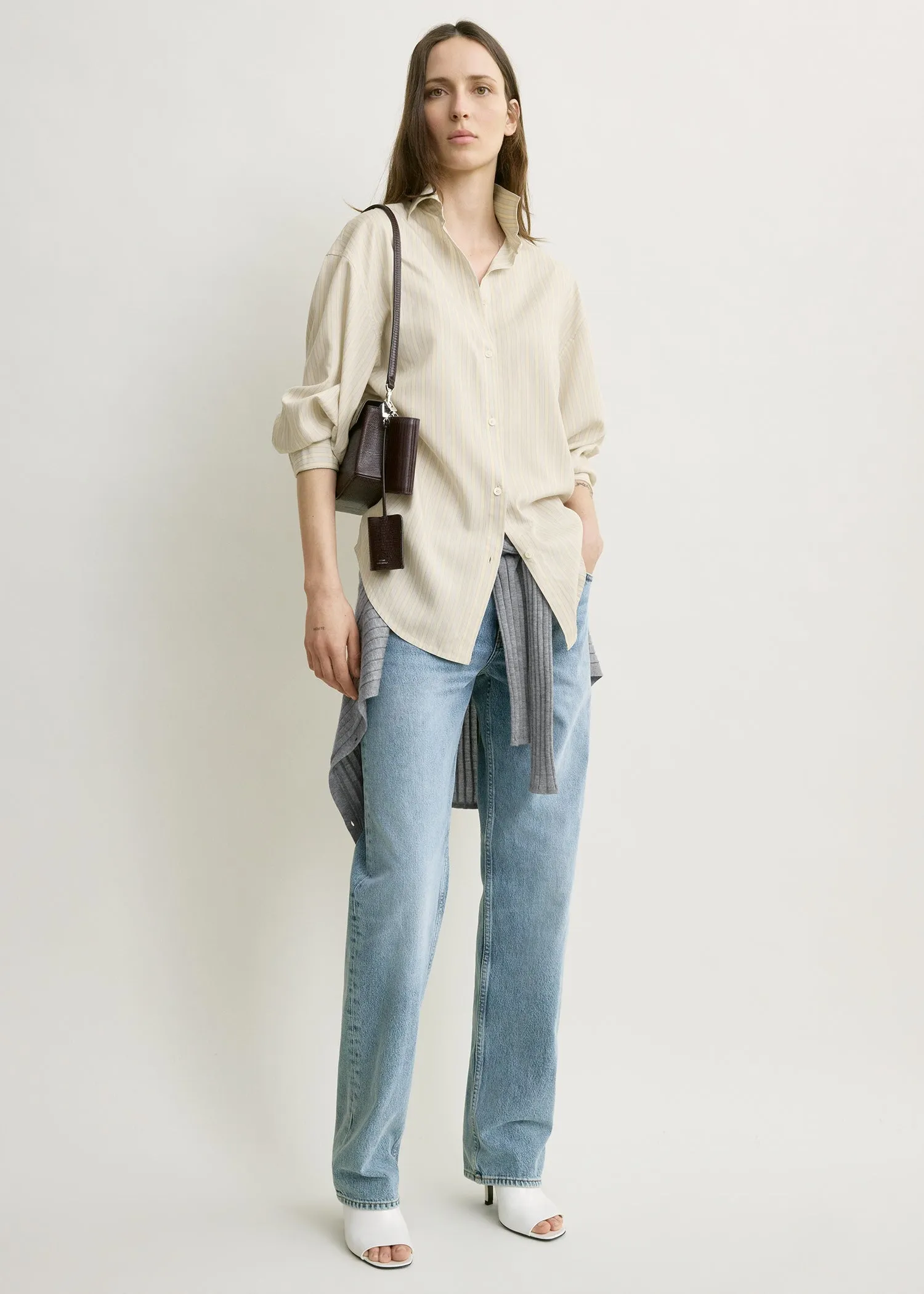 Oversized striped shirt yellow/sky sold by Toteme