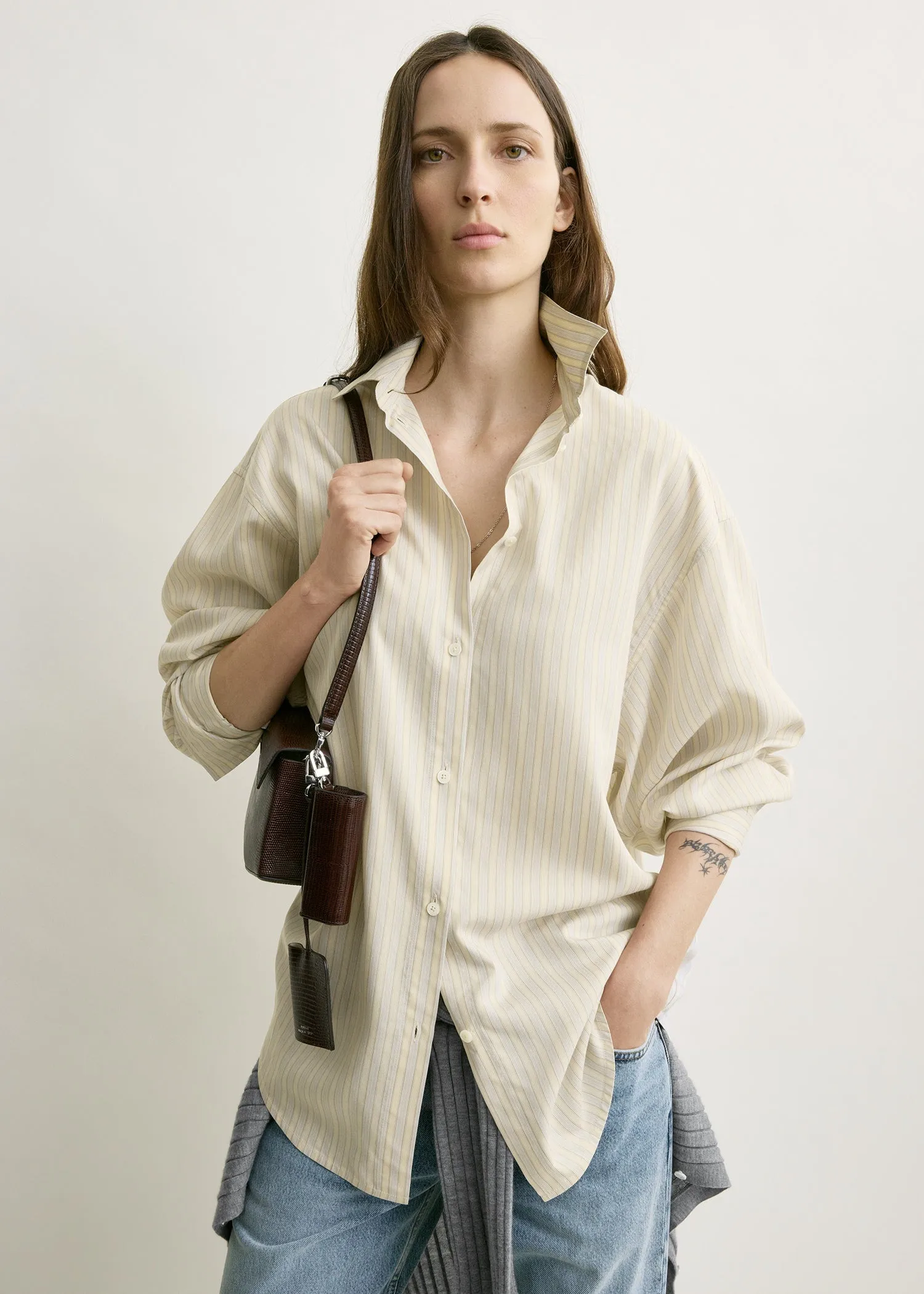 Oversized striped shirt yellow/sky sold by Toteme product image thumbnail 4