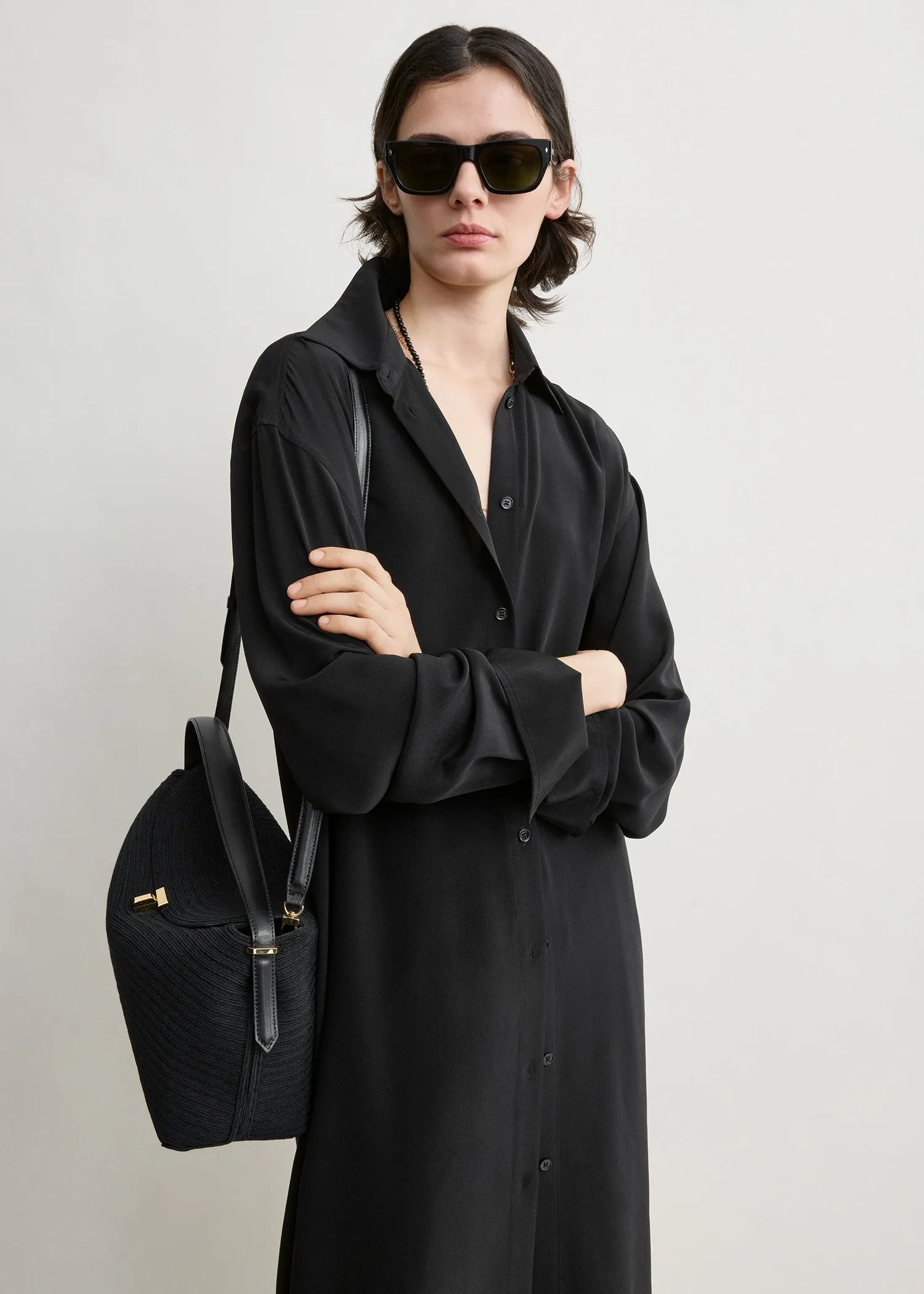 Silk shirtdress black sold by Toteme product image thumbnail 4