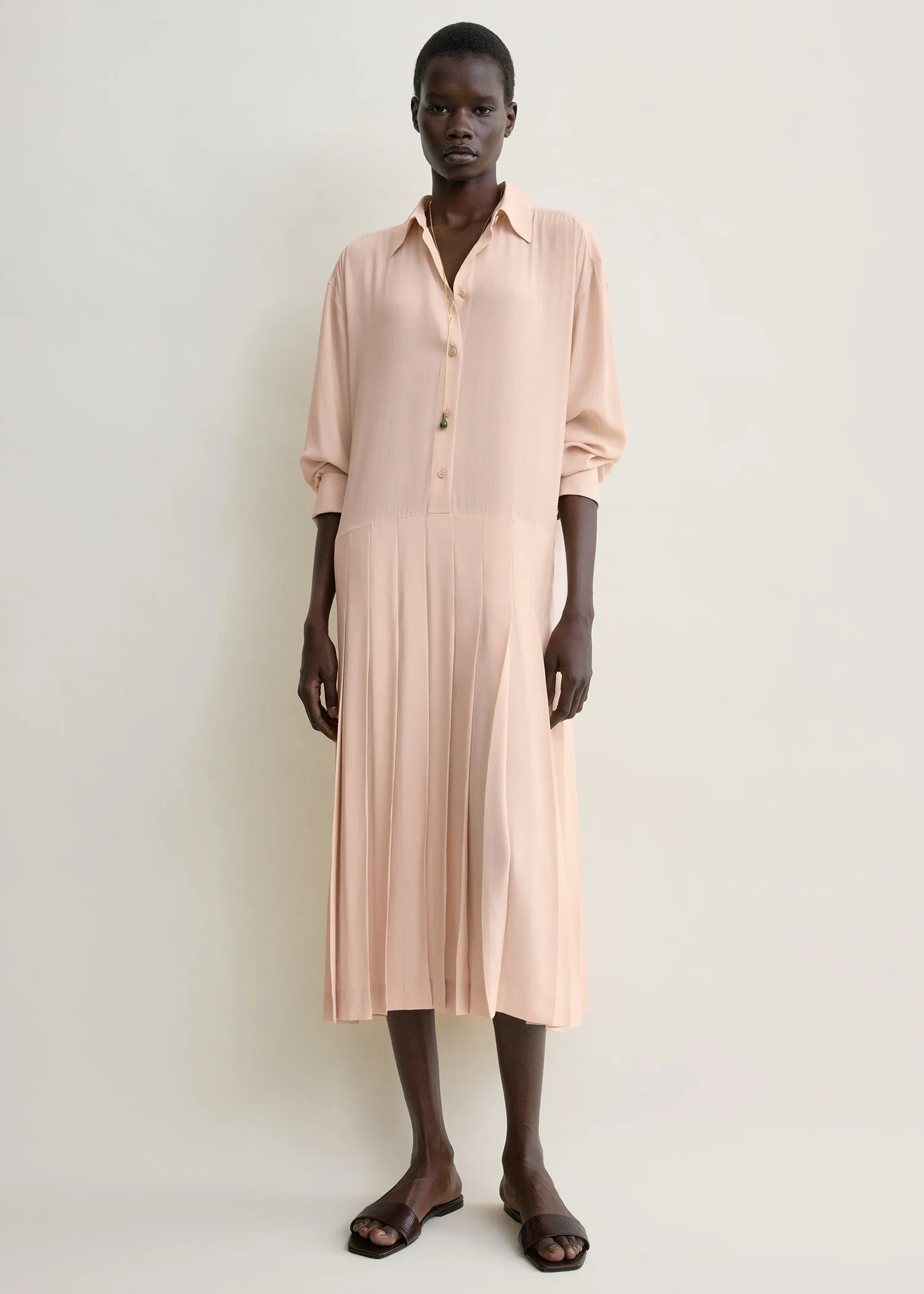 Pleated shirtdress dusty pink sold by Toteme product image thumbnail 2