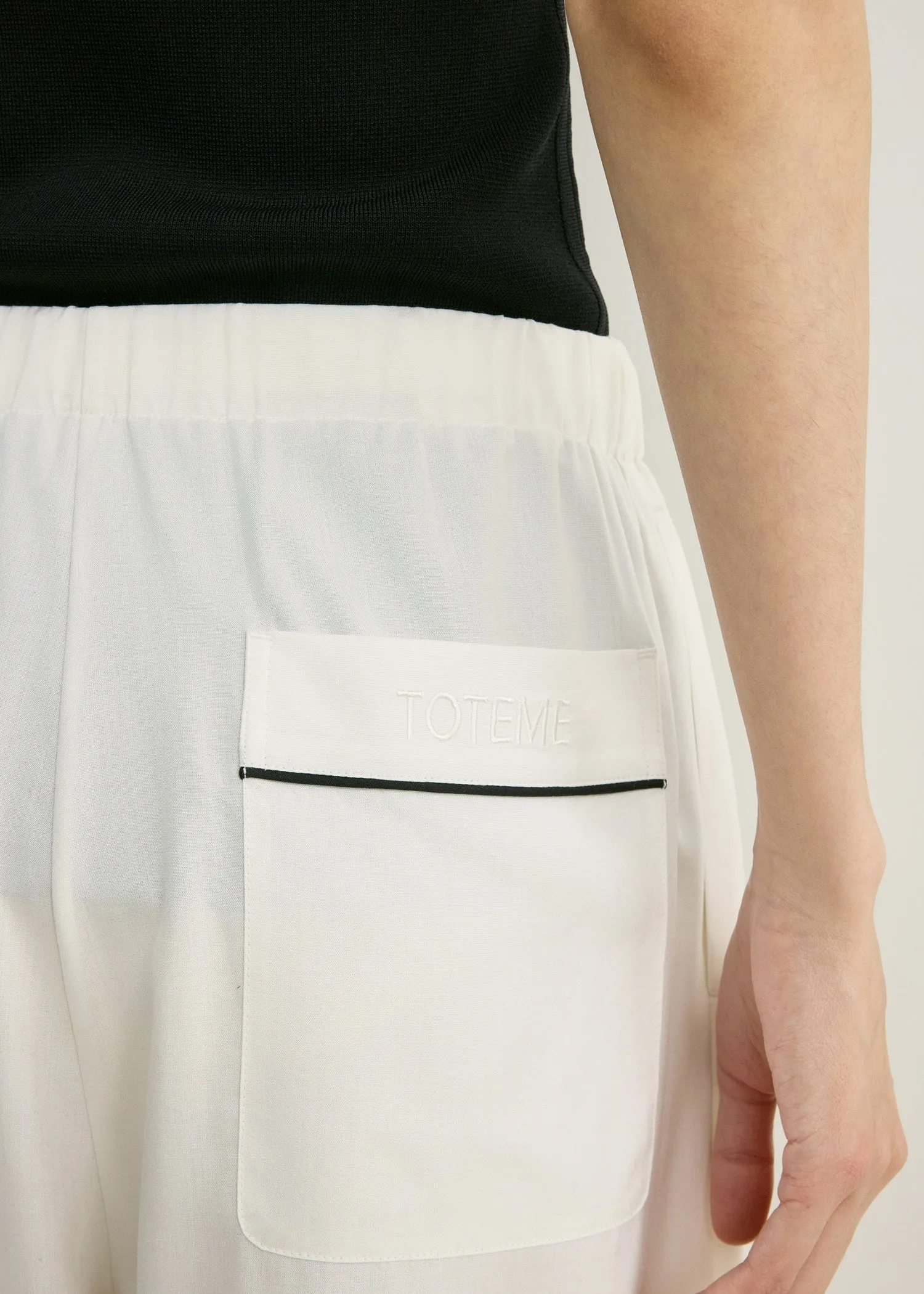 Piped silk trousers off-white sold by Toteme product image thumbnail 5