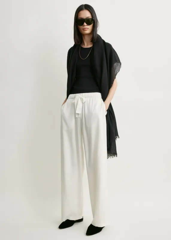 Piped silk trousers off-white made by Toteme