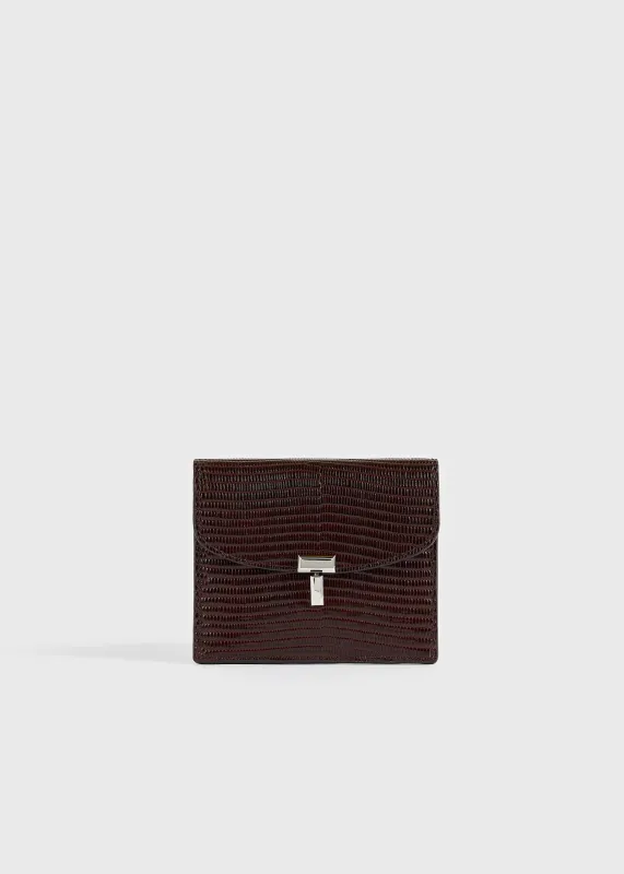 T-lock lizard-embossed cardholder brown made by Toteme