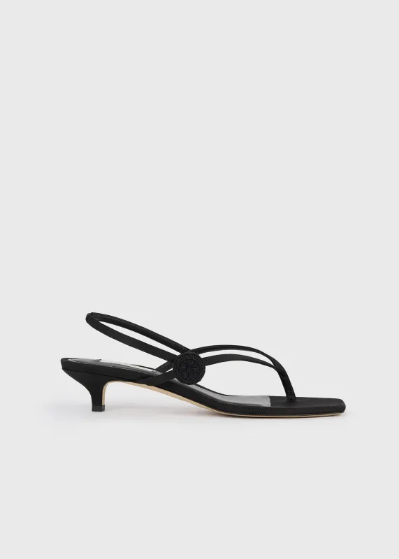 Slingback satin flip flops black made by Toteme