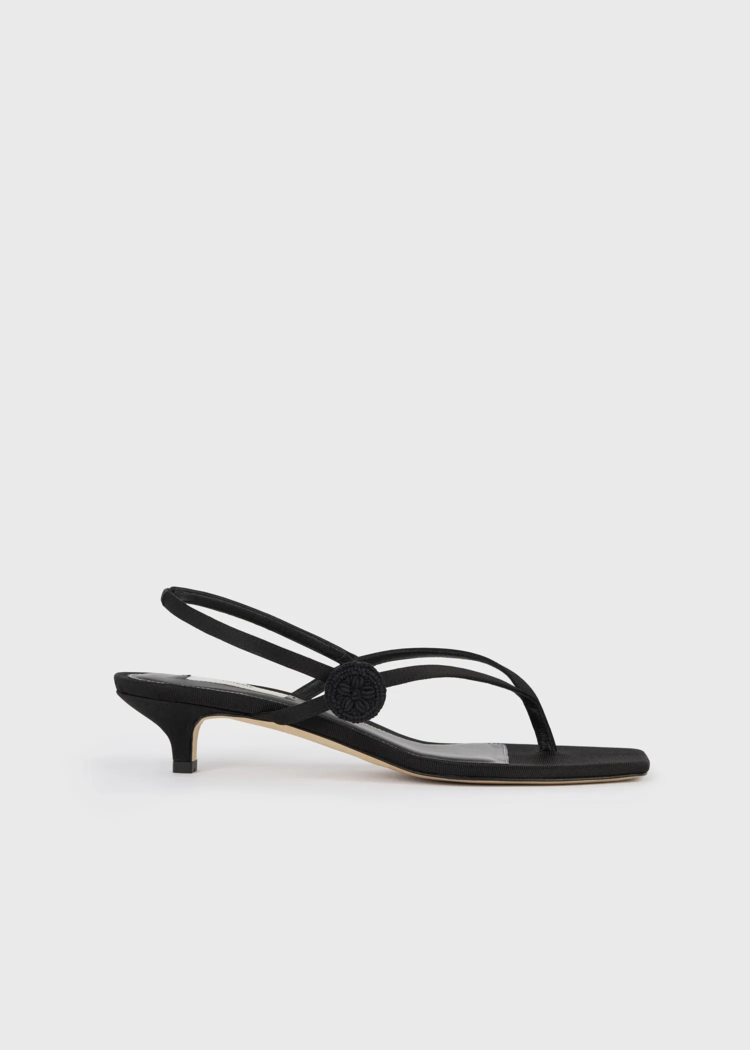 Slingback satin flip flops black sold by Toteme