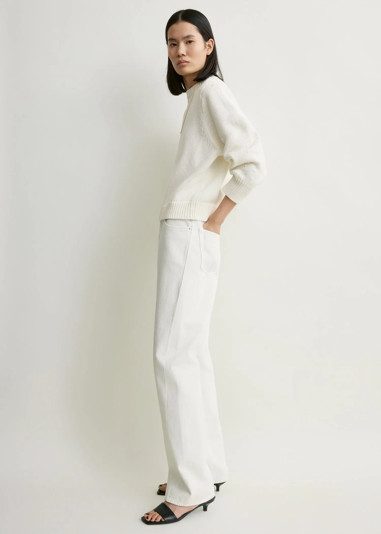 Oversized crew knit macadamia sold by Toteme product image thumbnail 2