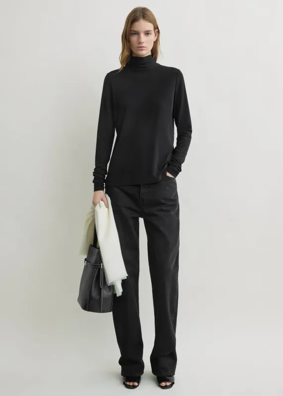 High-neck jersey top black made by Toteme