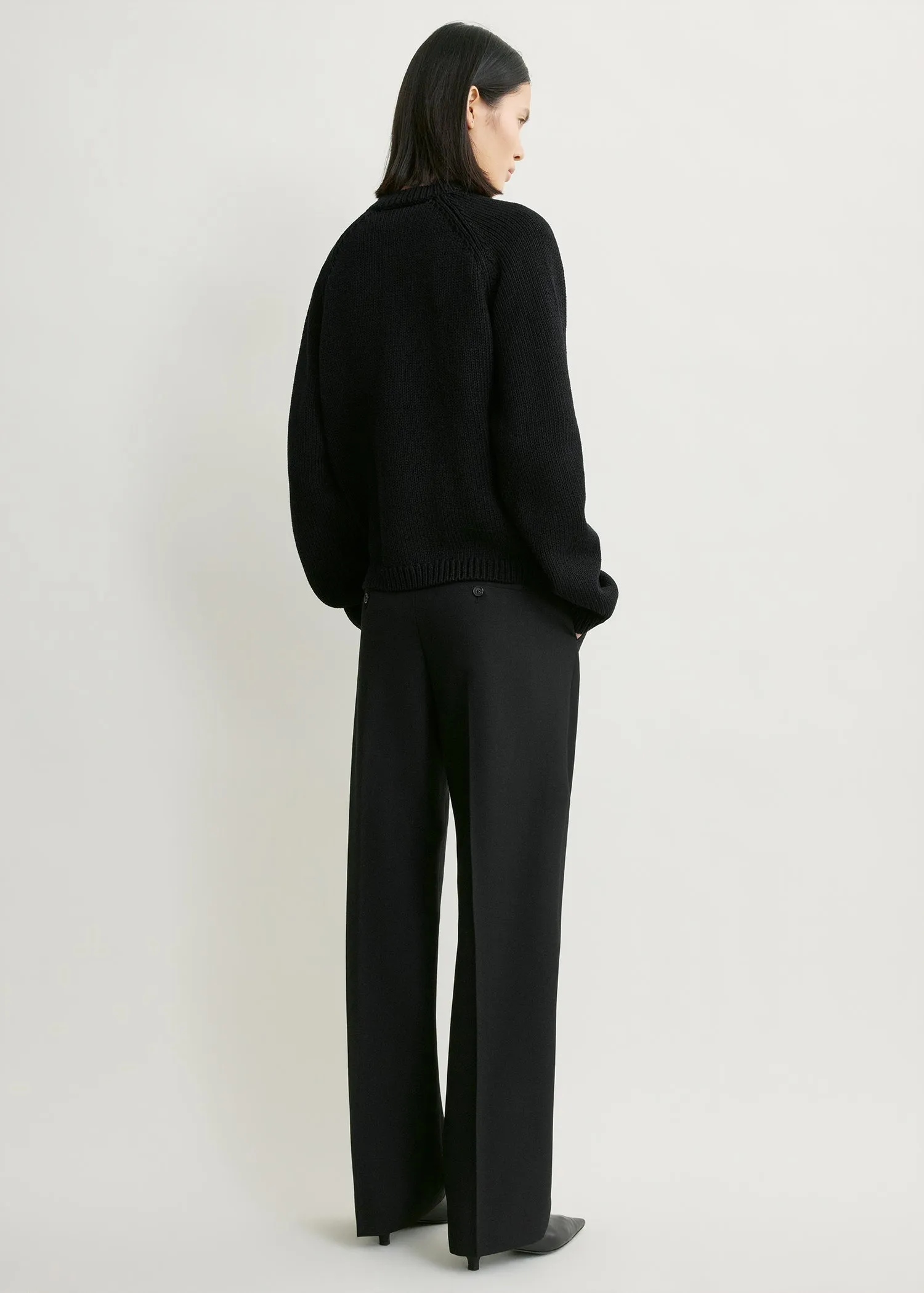 Hammered button cotton cardigan black sold by Toteme product image thumbnail 3