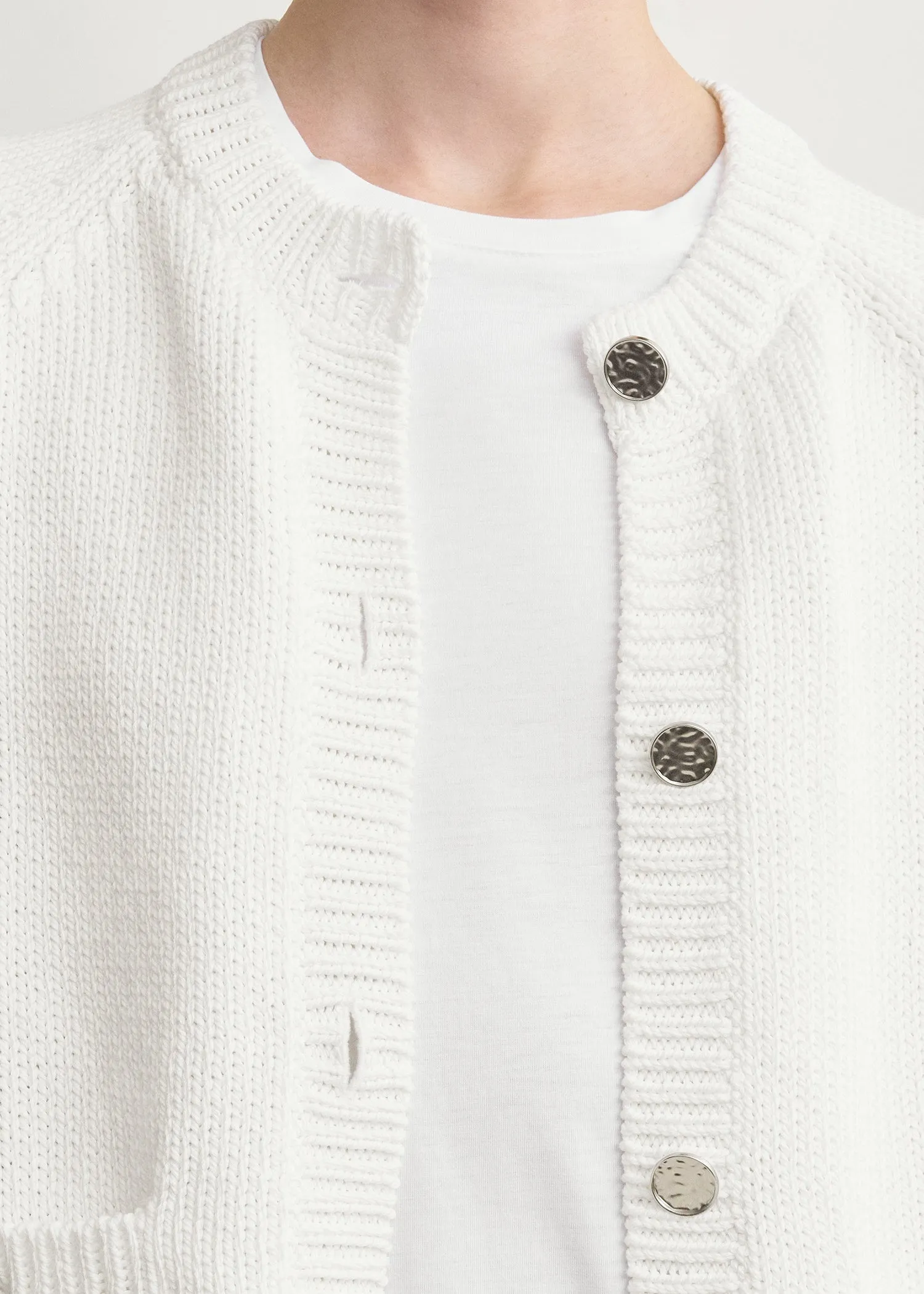 Hammered button cotton cardigan white sold by Toteme product image thumbnail 5