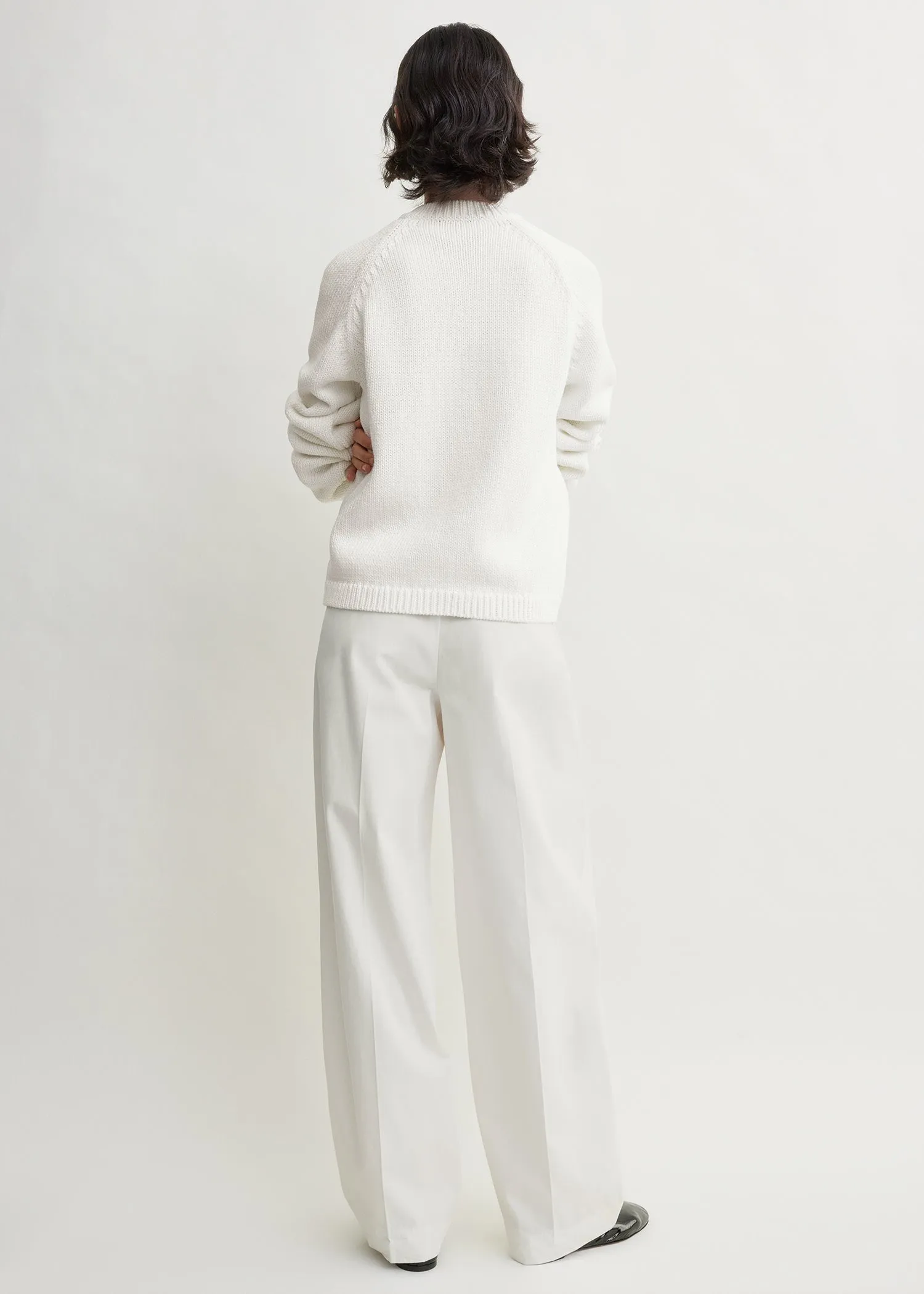 Hammered button cotton cardigan white sold by Toteme product image thumbnail 3