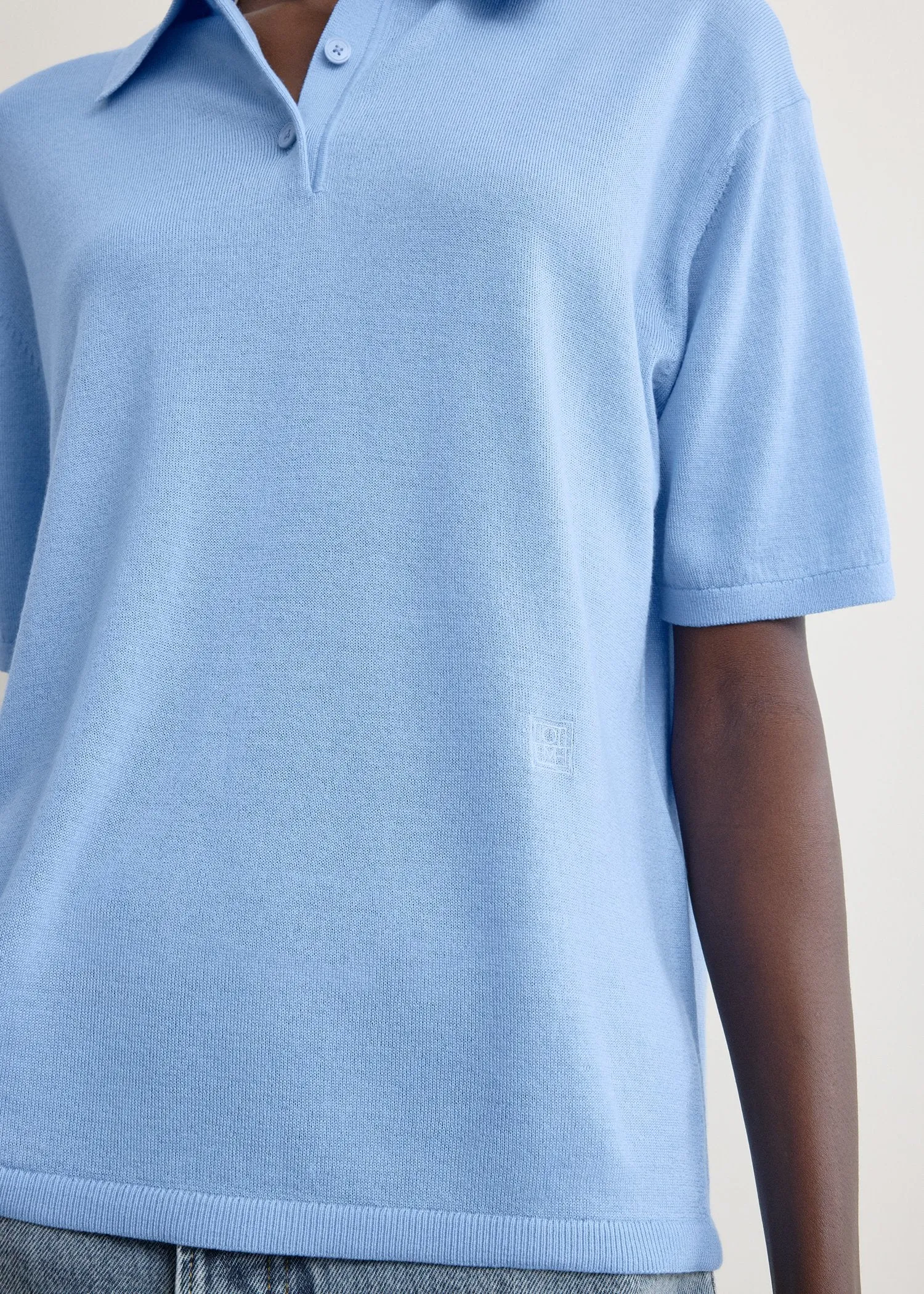 Wool-silk polo shirt blue sold by Toteme product image thumbnail 5