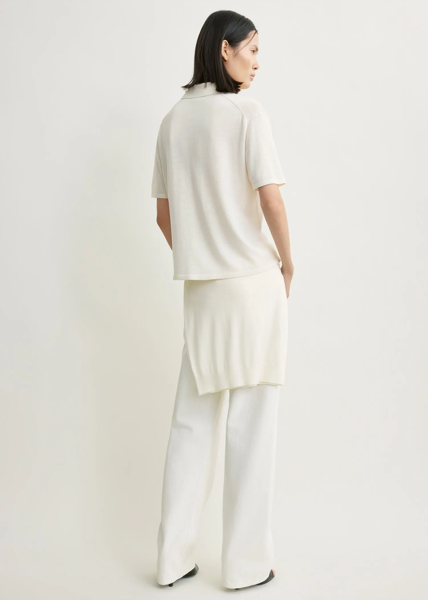 Wool-silk polo shirt white sold by Toteme product image thumbnail 3