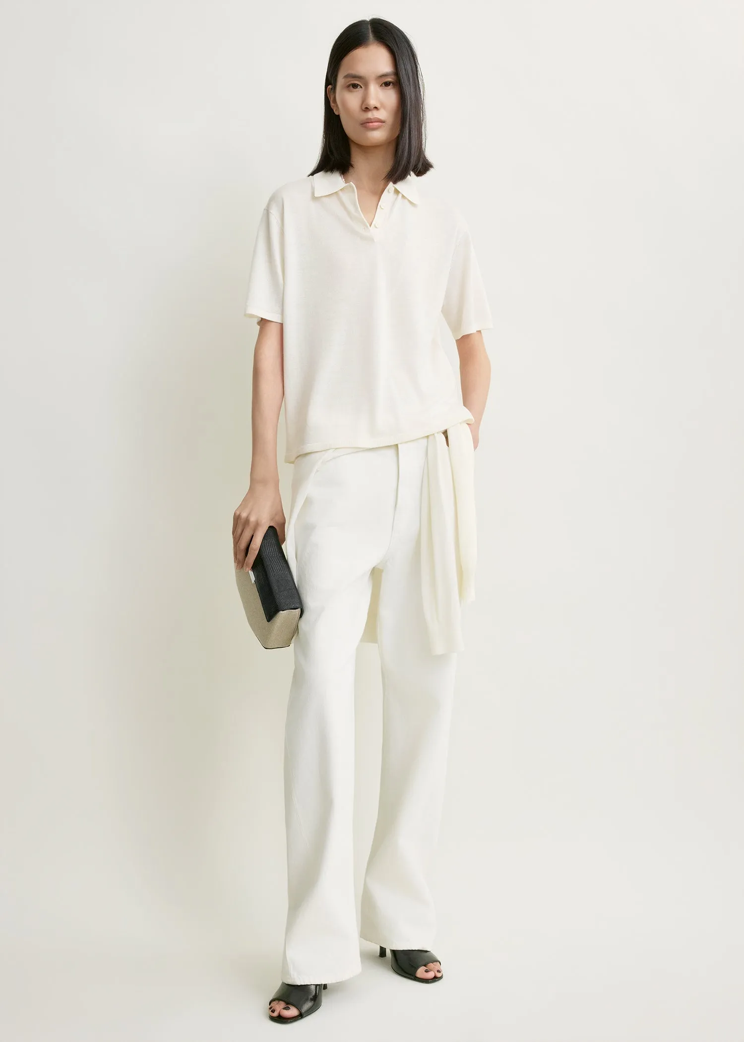 Wool-silk polo shirt white sold by Toteme product image thumbnail 2
