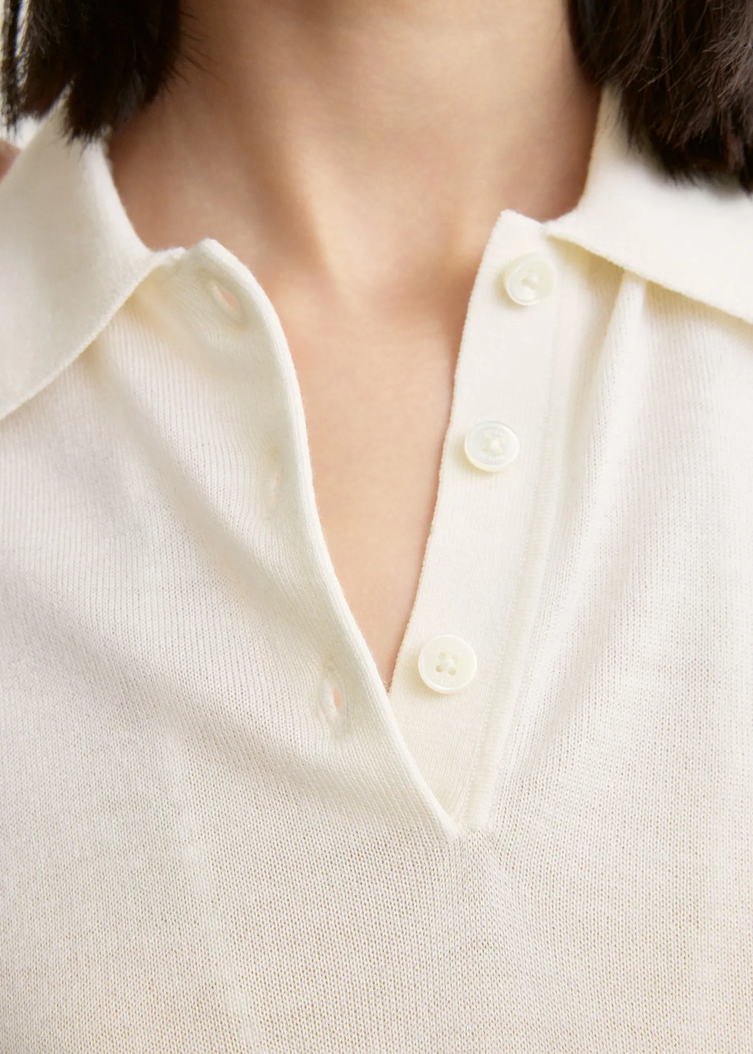 Wool-silk polo shirt white sold by Toteme product image thumbnail 5