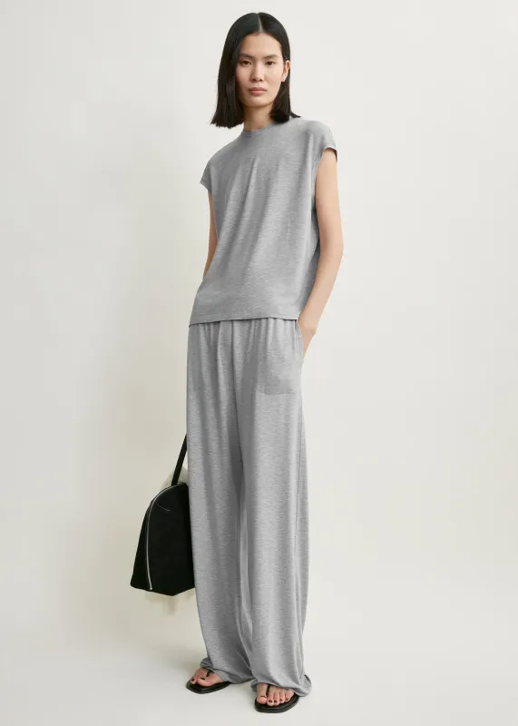 Short-sleeve jersey top pale grey mélange made by Toteme
