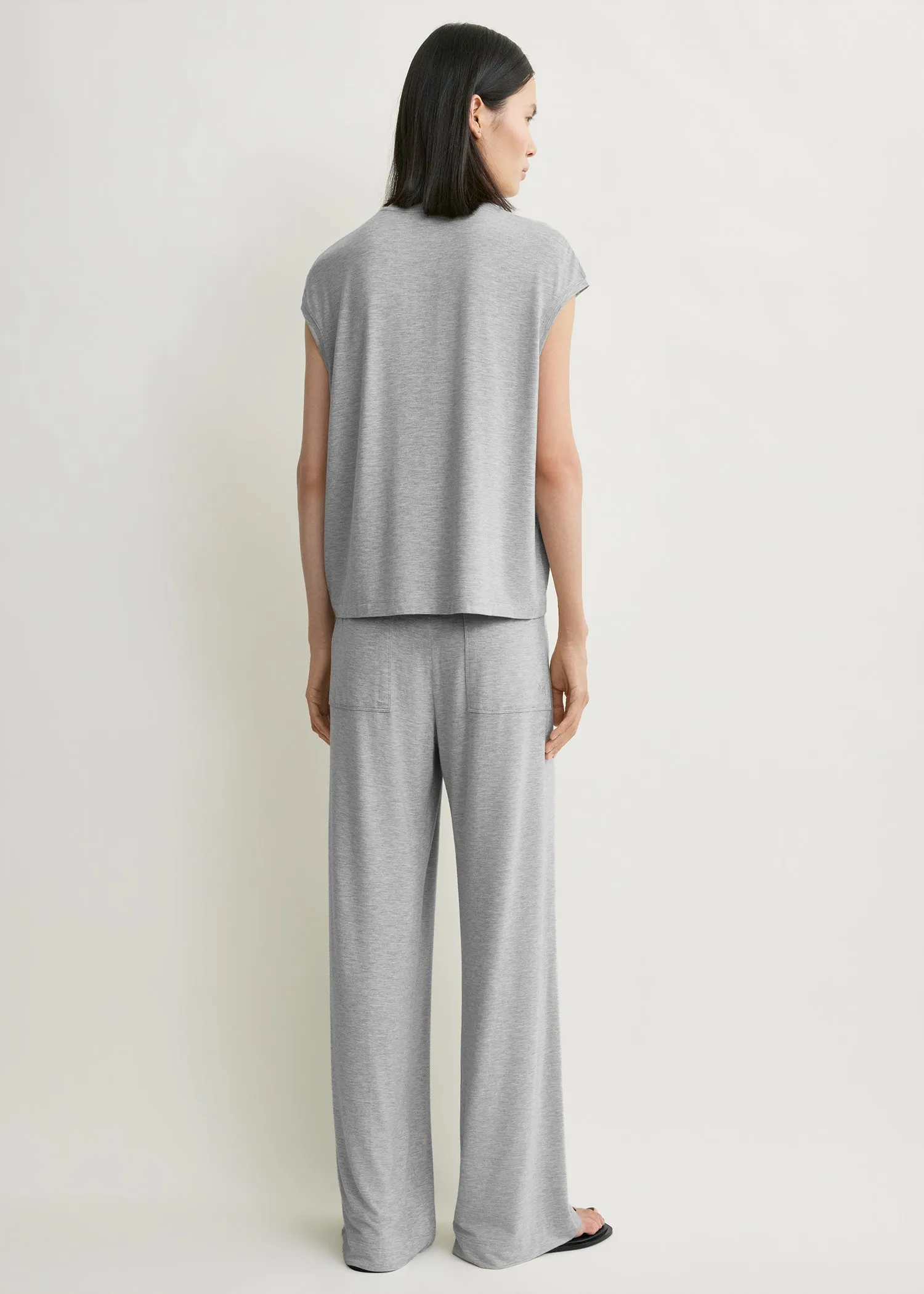Short-sleeve jersey top pale grey mélange sold by Toteme product image thumbnail 3