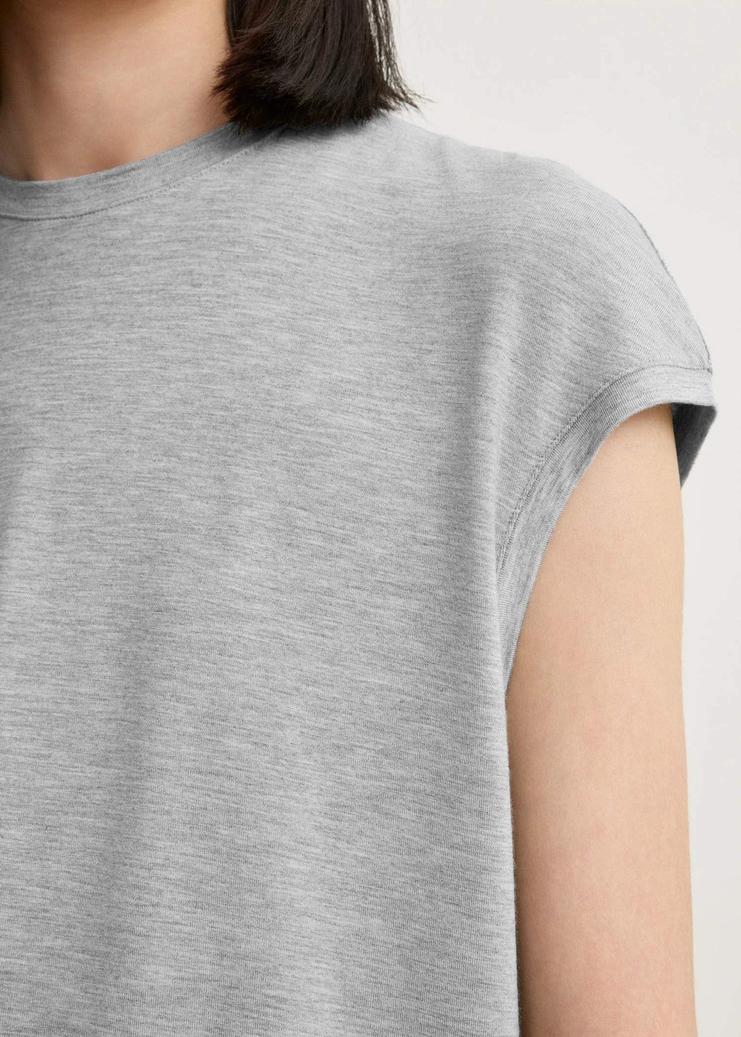 Short-sleeve jersey top pale grey mélange sold by Toteme product image thumbnail 4