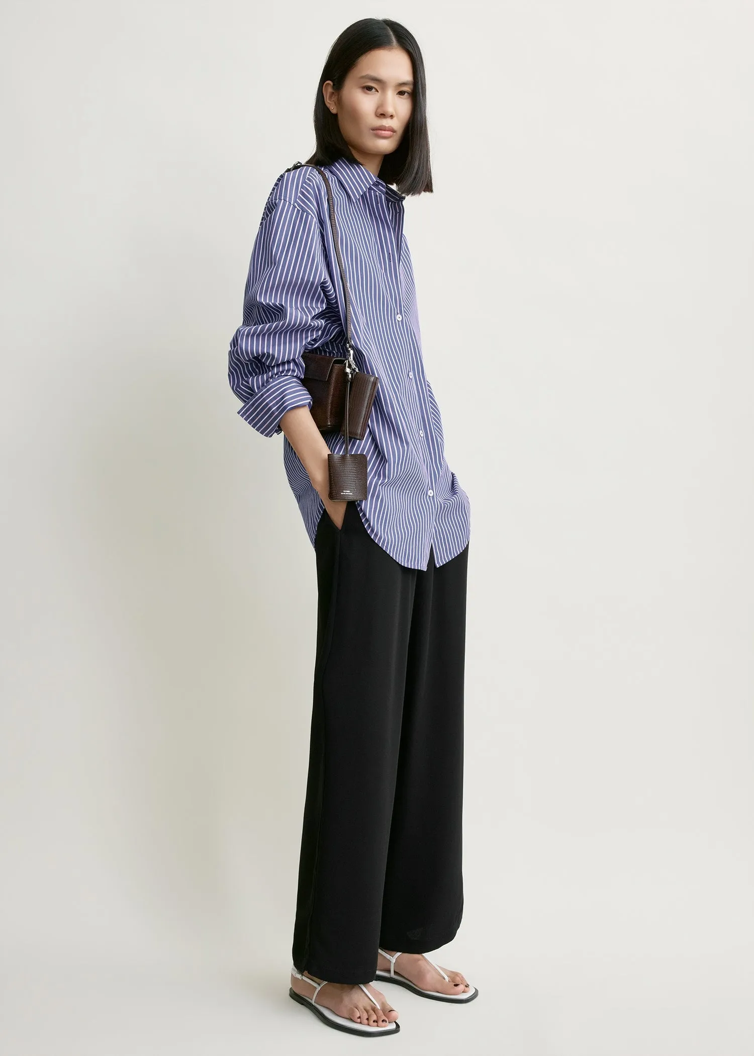 Oversized striped shirt ink/pink sold by Toteme product image thumbnail 2