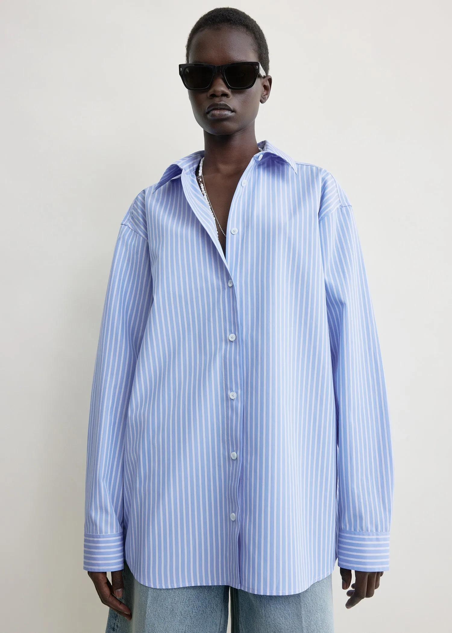 Classic stripe shirt blue/white sold by Toteme product image thumbnail 4