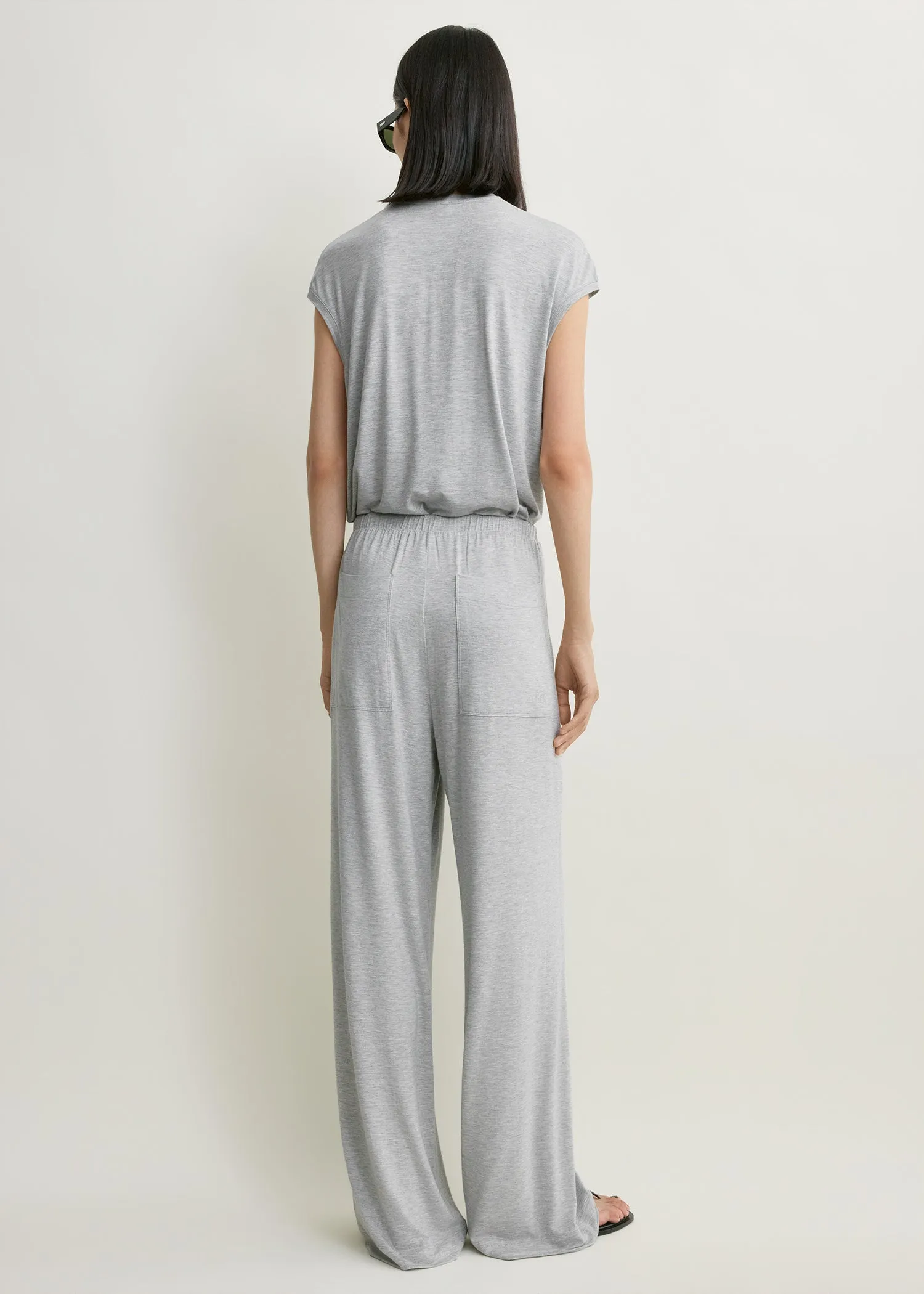 Jersey drawstring trousers pale grey mélange sold by Toteme product image thumbnail 3
