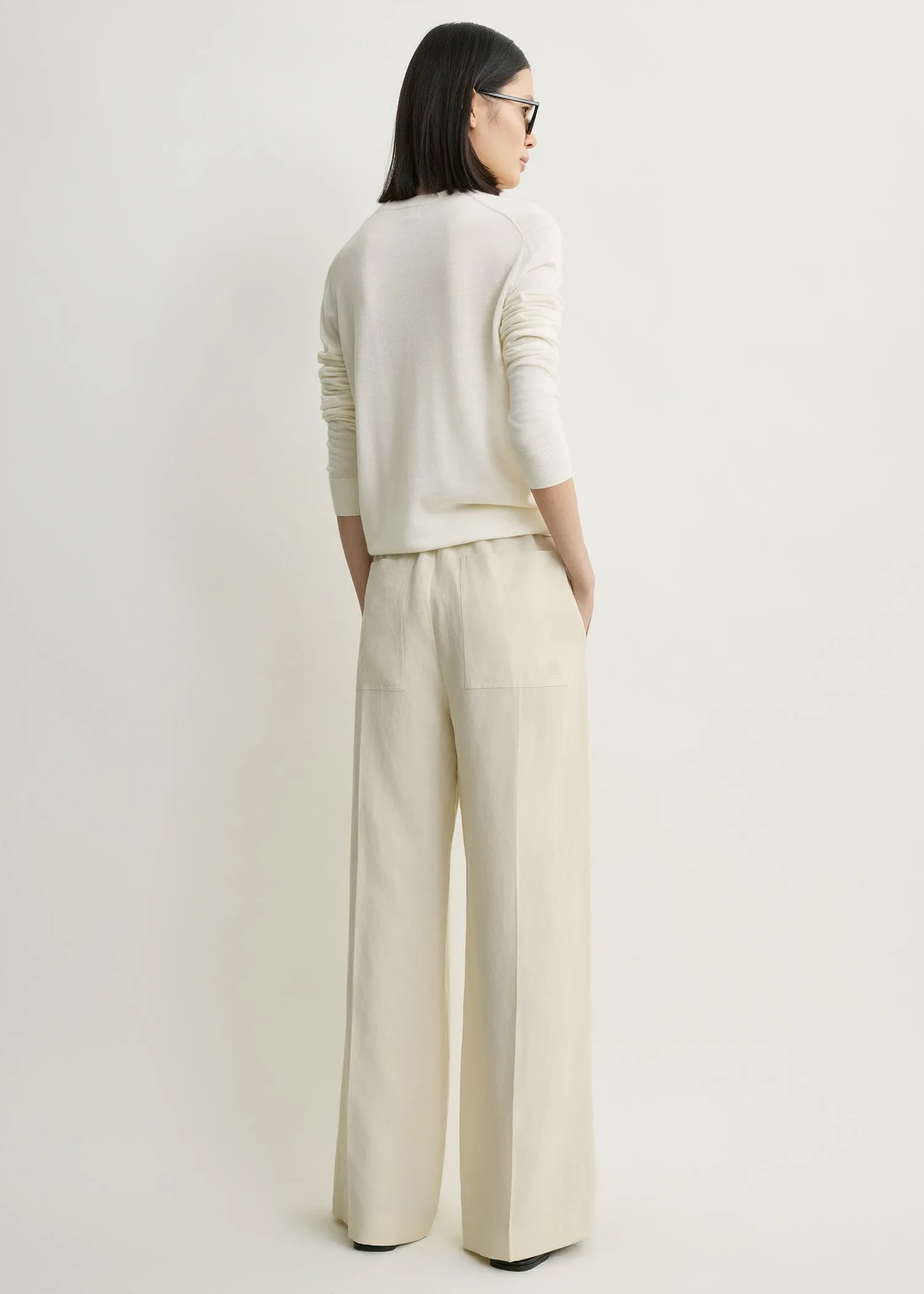 Fluid drawstring trousers talc sold by Toteme product image thumbnail 3