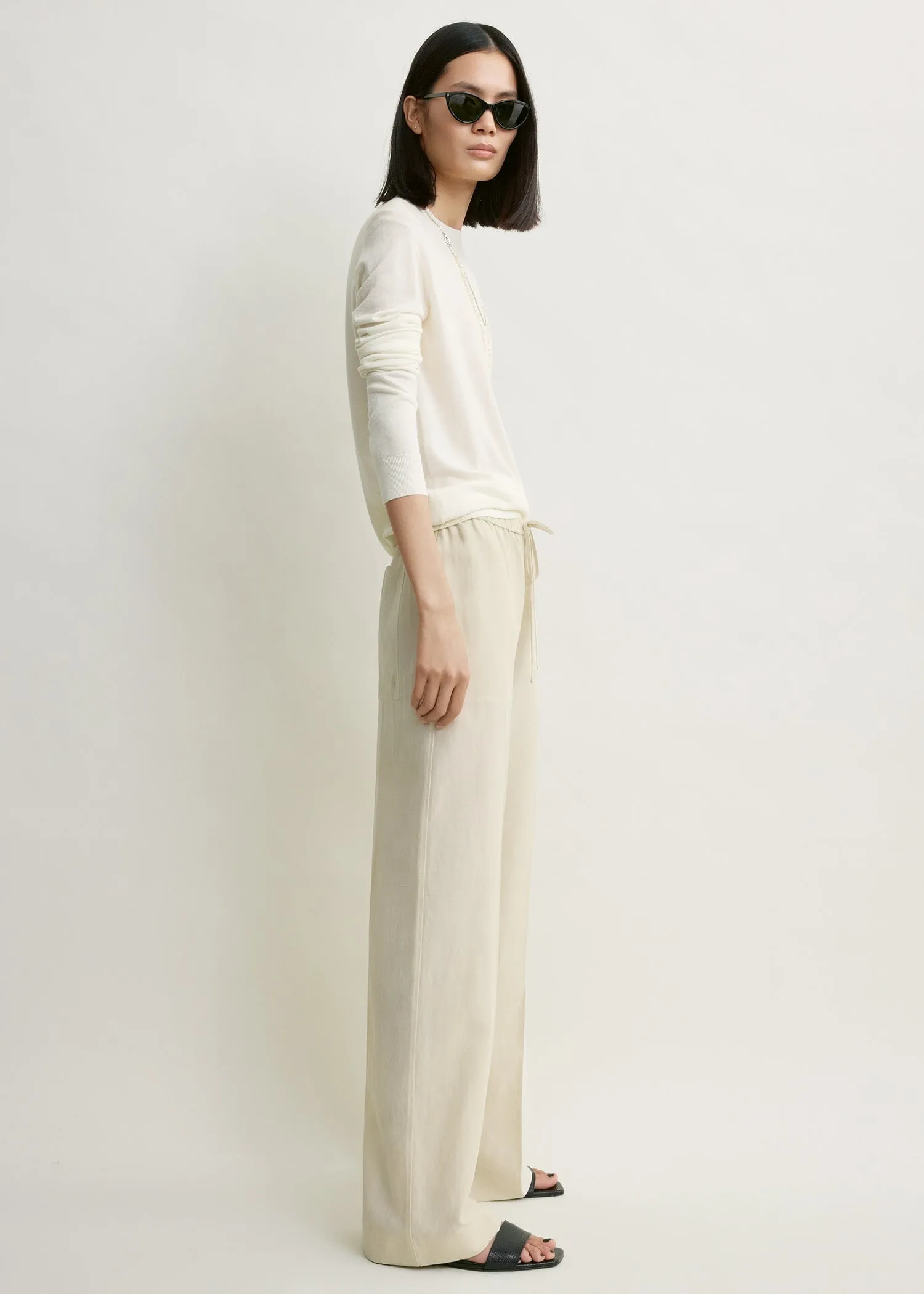 Fluid drawstring trousers talc sold by Toteme product image thumbnail 2