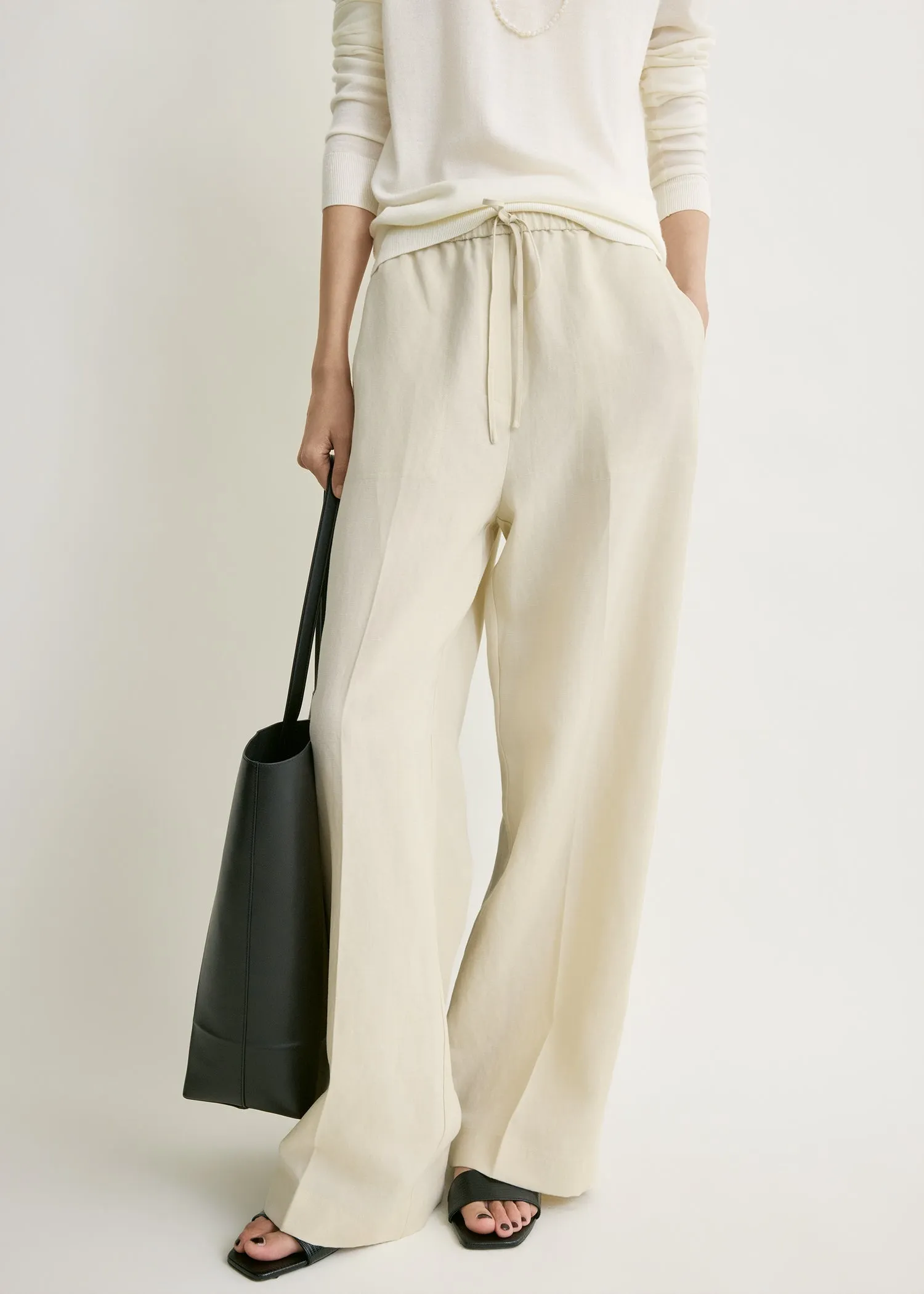 Fluid drawstring trousers talc sold by Toteme product image thumbnail 4