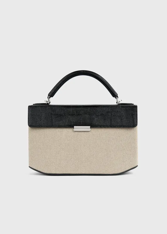 Clip canvas top handle beige/black made by Toteme