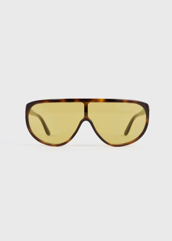 Shield aviator sunglasses dark havana made by Toteme