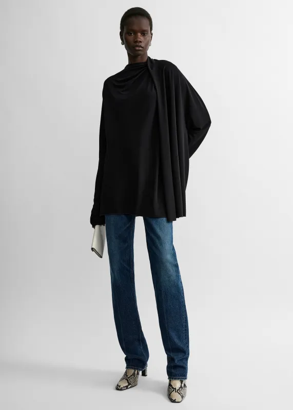 Asymmetric draped blouse black made by Toteme