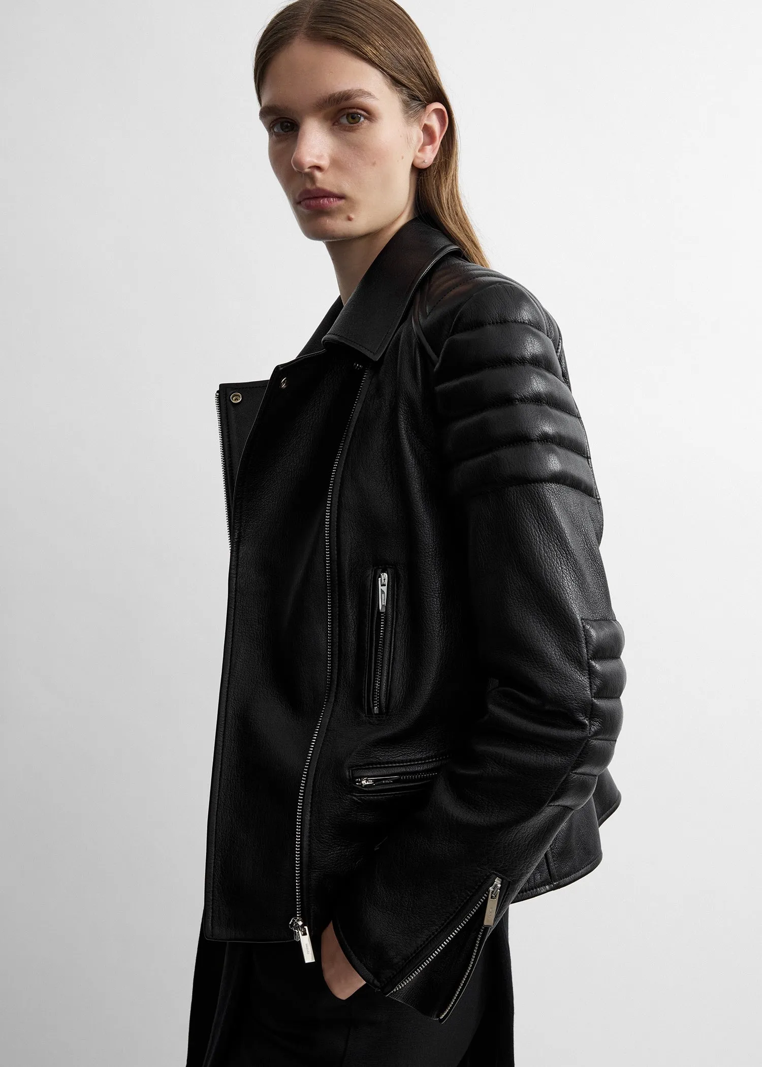 Leather biker black sold by Toteme product image thumbnail 4