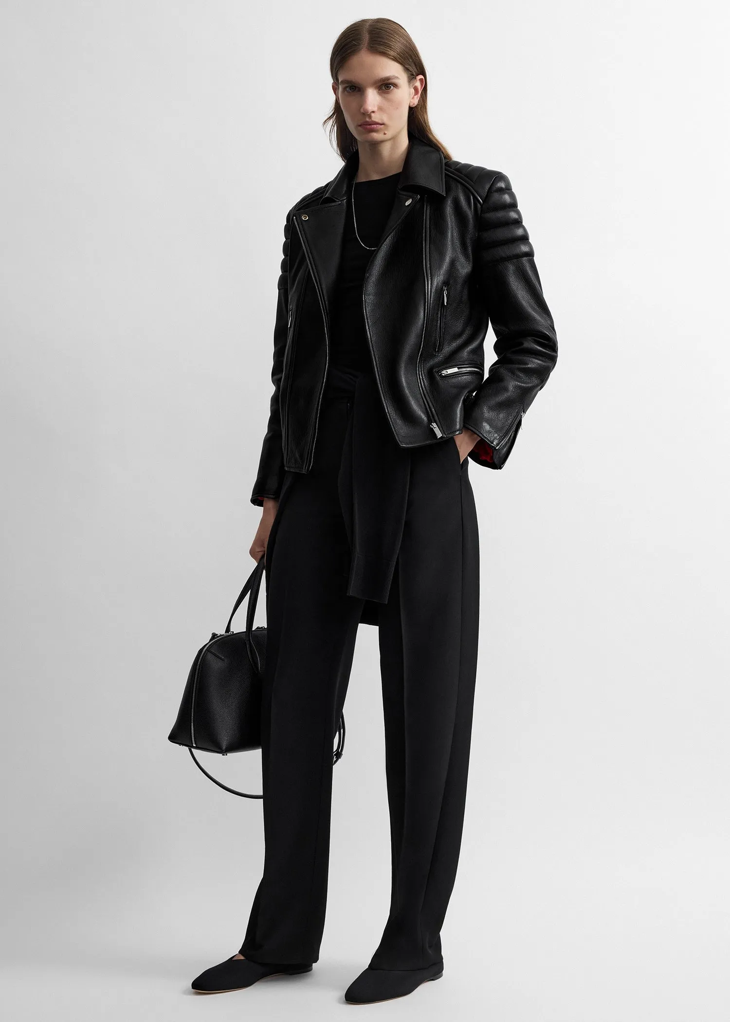 Leather biker black sold by Toteme
