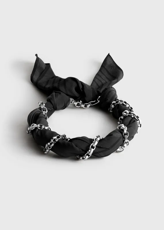Silk scarf collar faded black/black/silver made by Toteme
