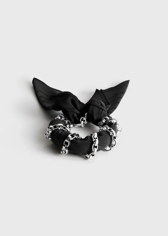 Silk scarf bracelet faded black/black/silver made by Toteme