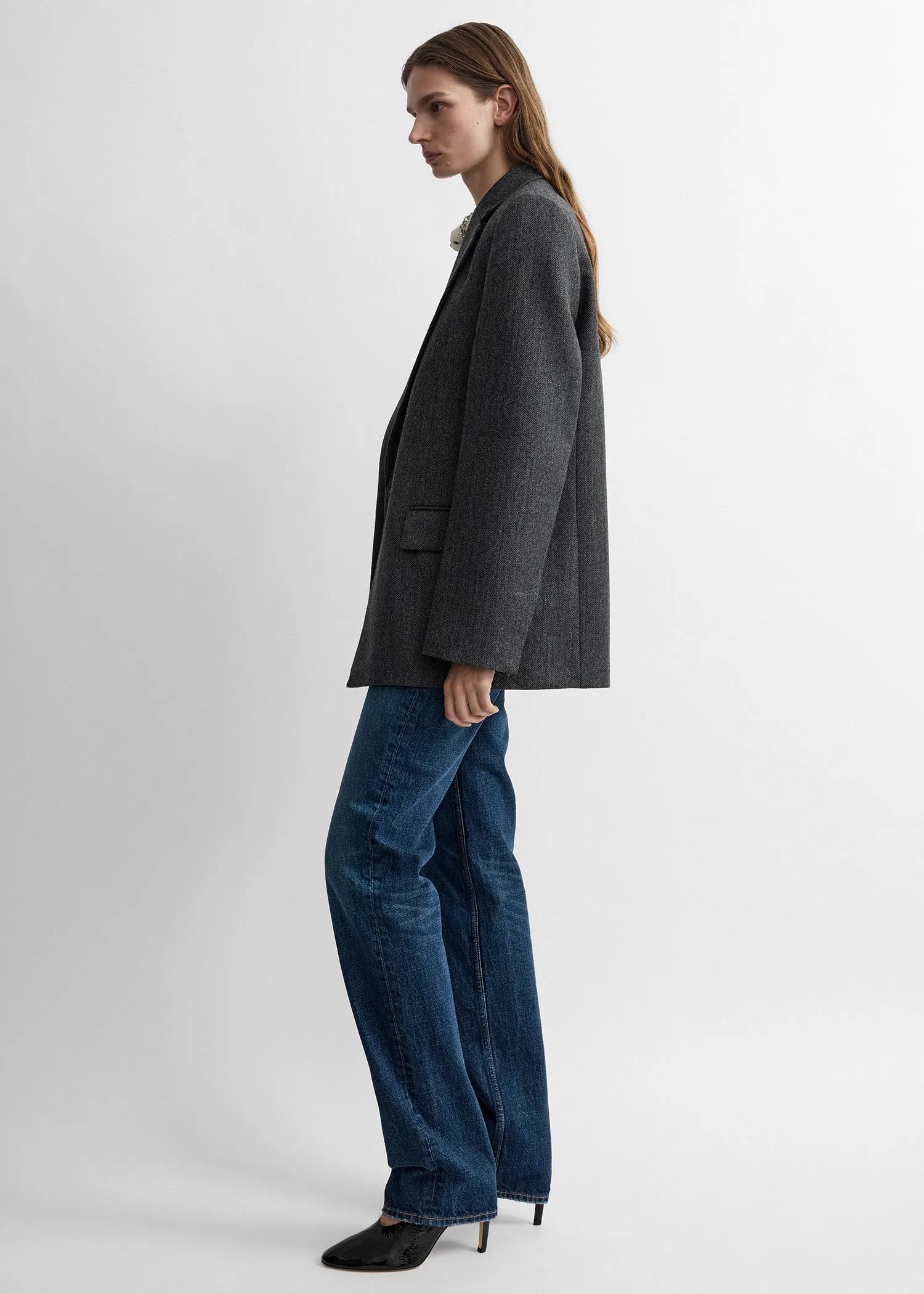 Herringbone blazer grey melange sold by Toteme product image thumbnail 2