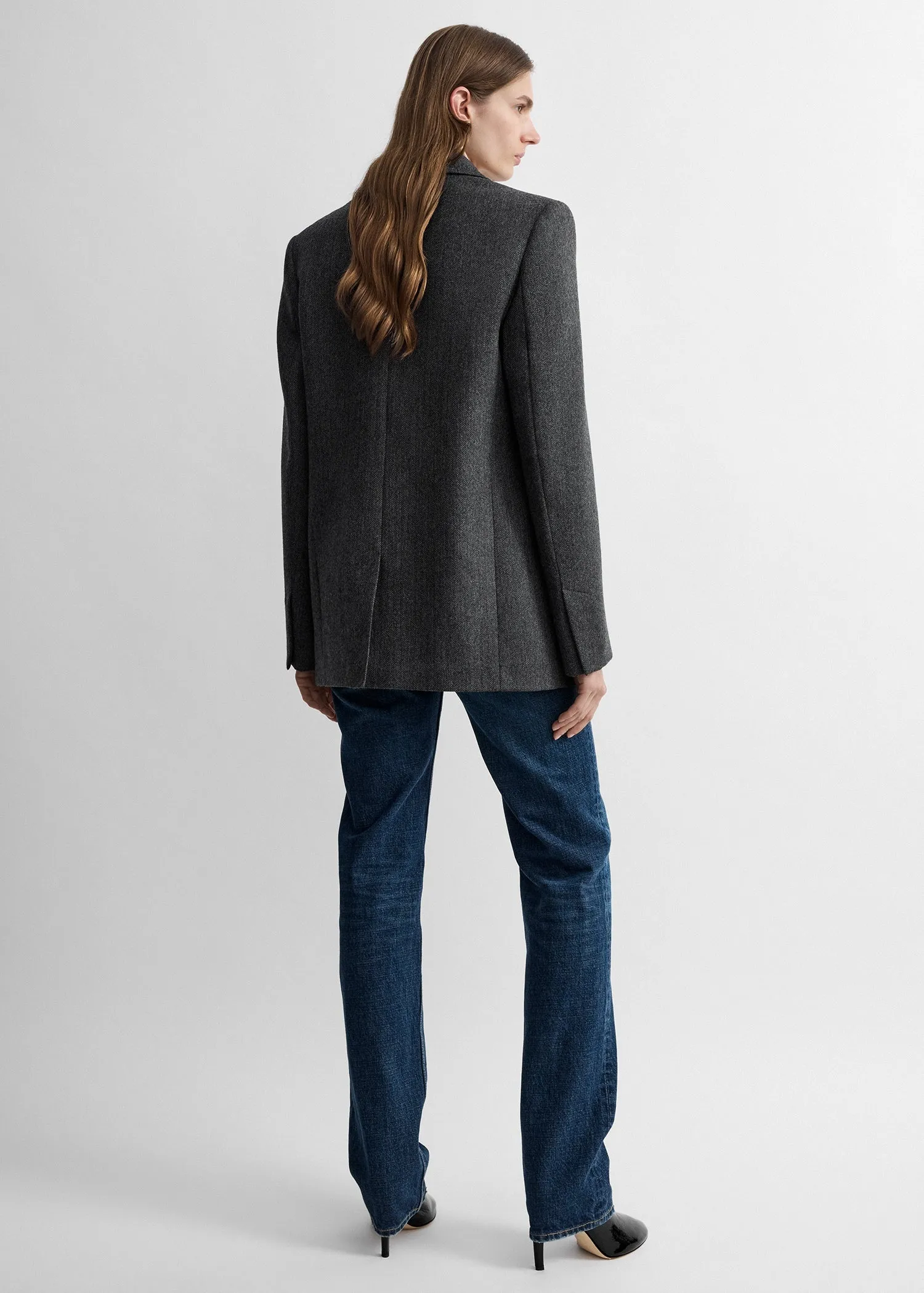 Herringbone blazer grey melange sold by Toteme product image thumbnail 3
