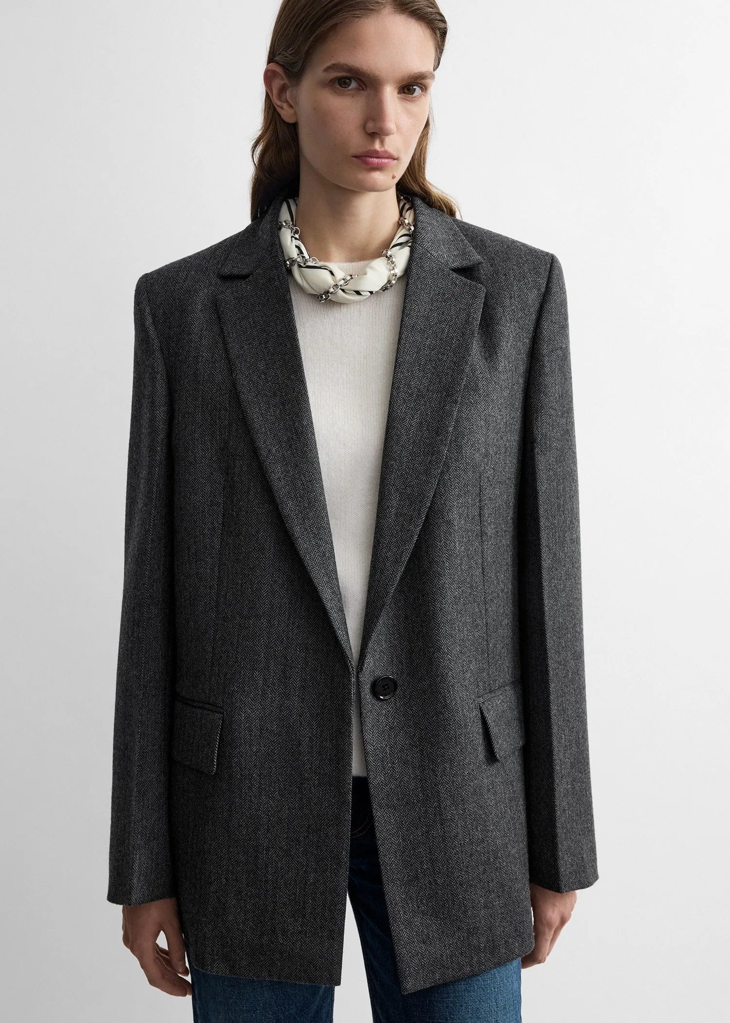 Herringbone blazer grey melange sold by Toteme product image thumbnail 4