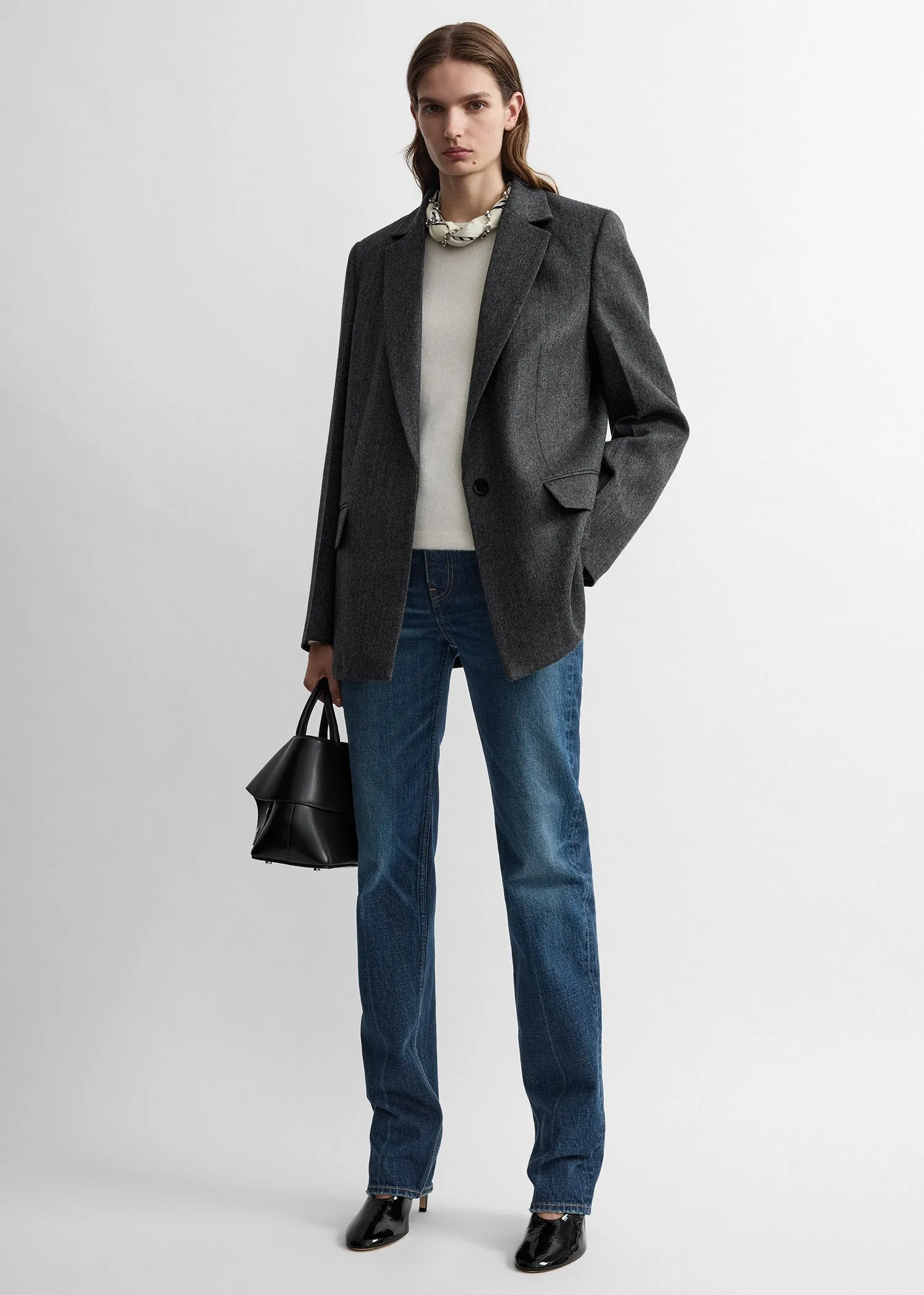 Herringbone blazer grey melange sold by Toteme