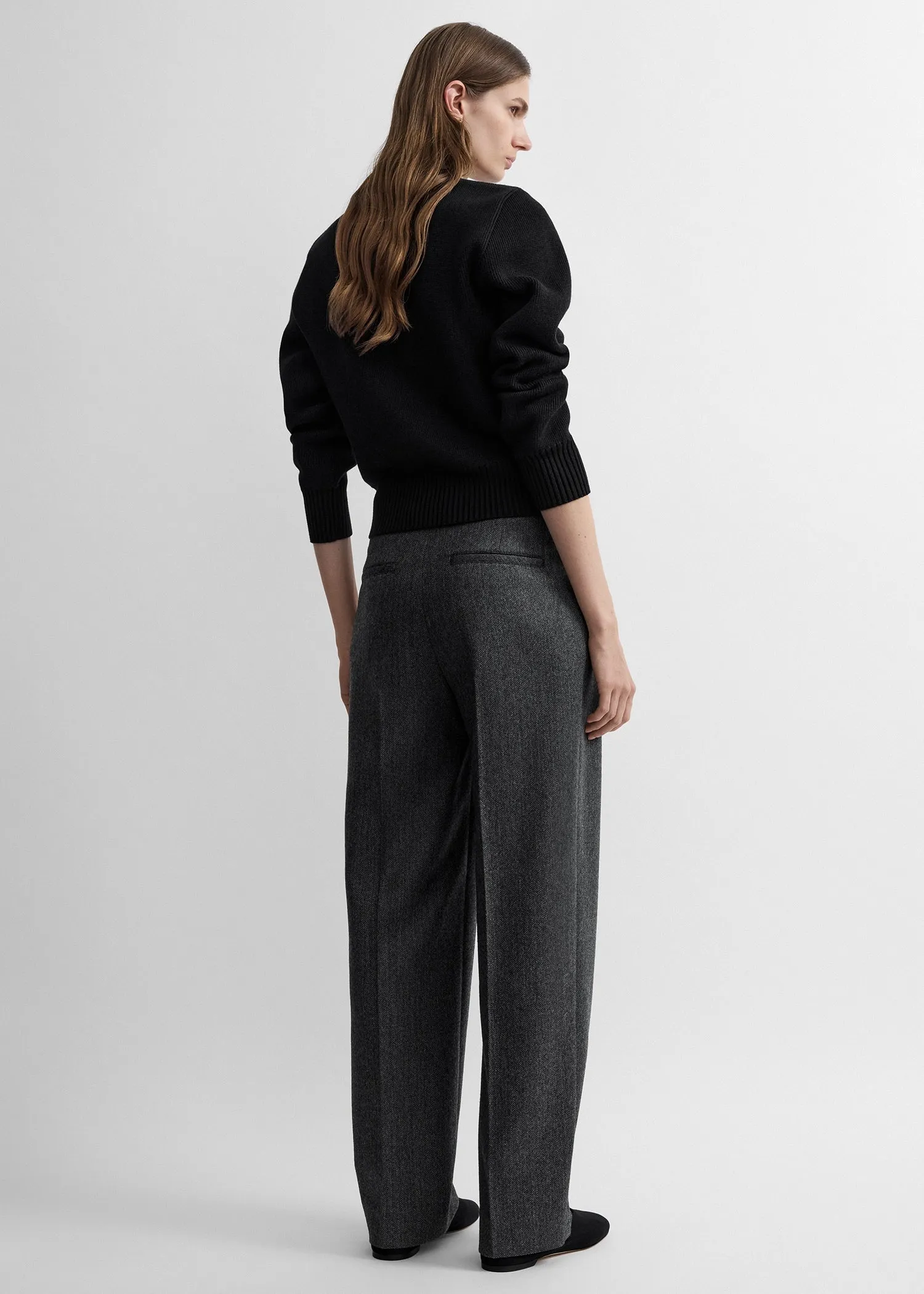 Herringbone double-pleat trousers grey melange sold by Toteme product image thumbnail 3