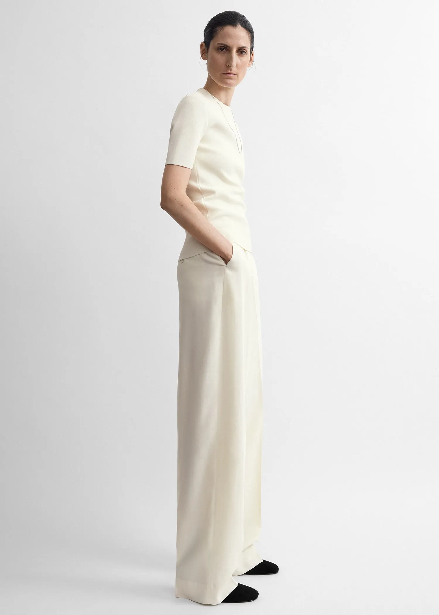 High-waist trousers ecru sold by Toteme product image thumbnail 2