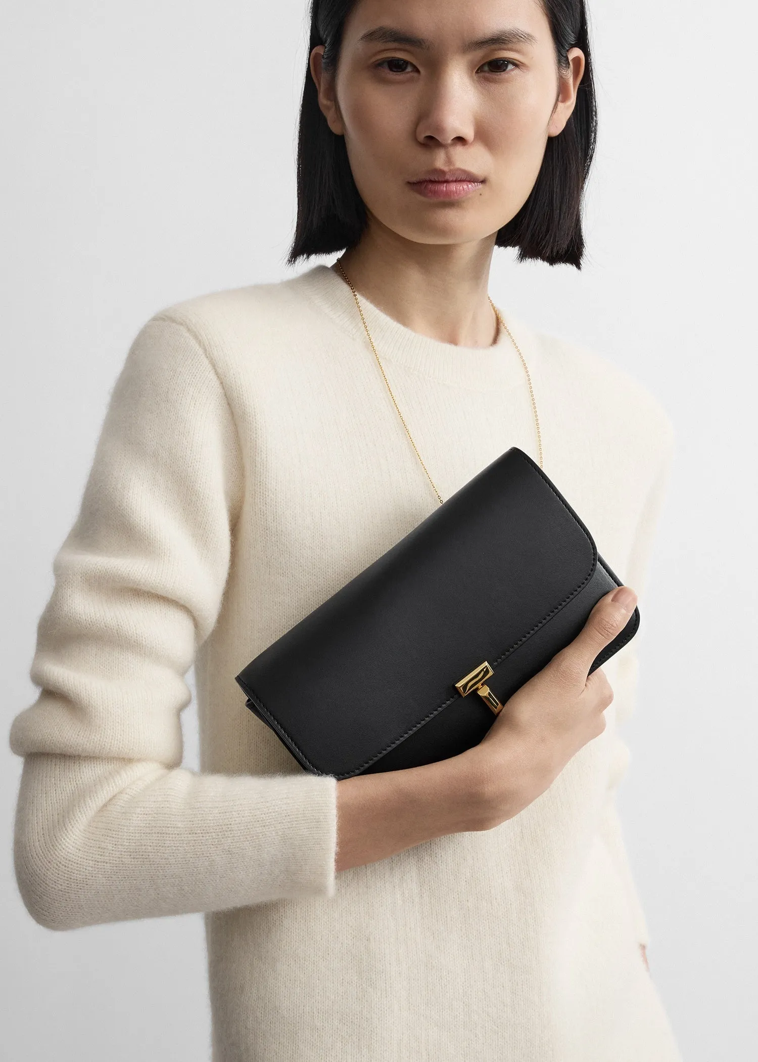 T-lock leather crossbody black sold by Toteme product image thumbnail 3