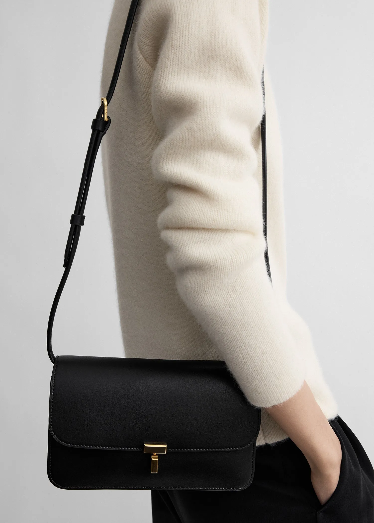 T-lock leather crossbody black sold by Toteme product image thumbnail 4